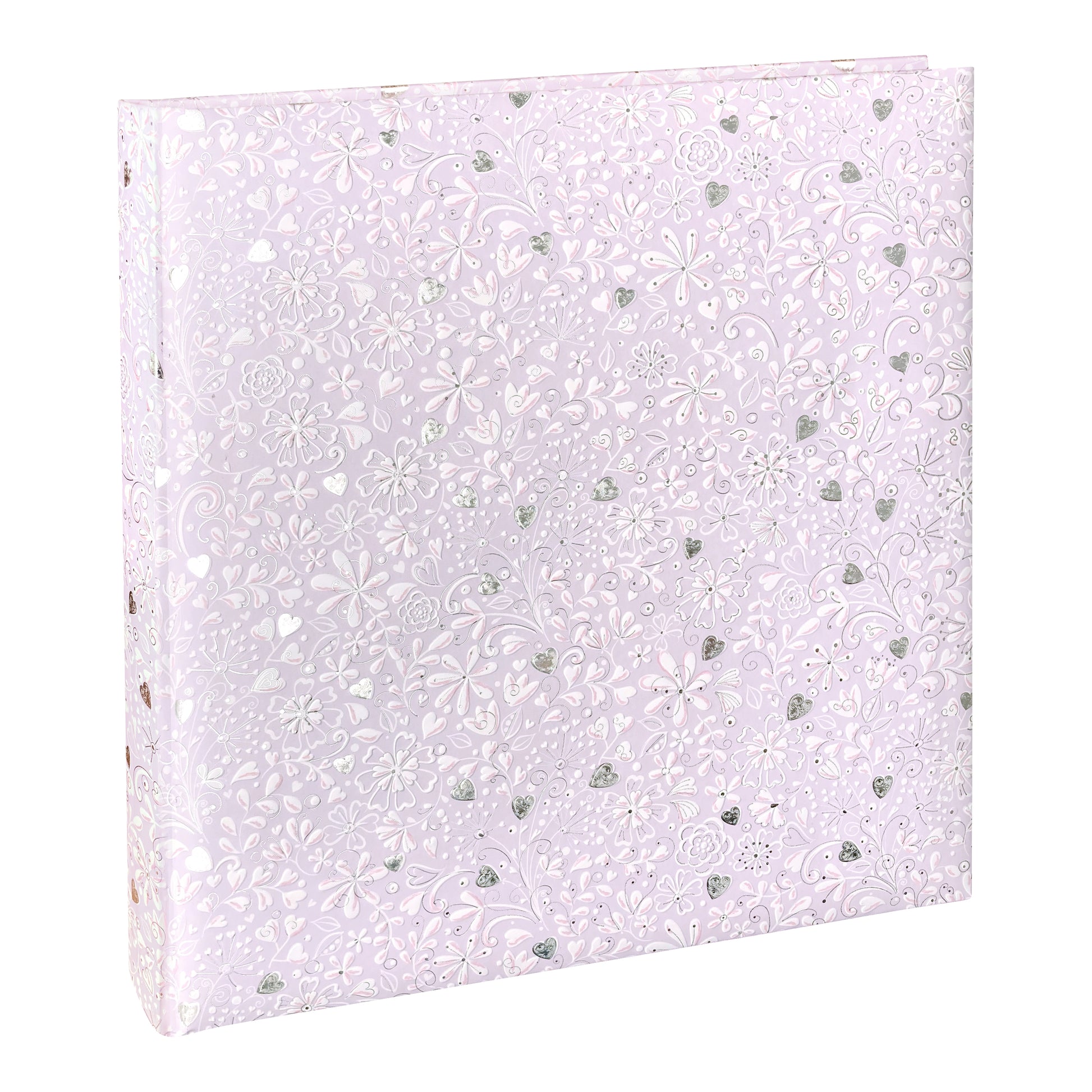 An elegant Goldbuch photo album with a lilac heart pattern, suitable for adding charm to a photo album collection.