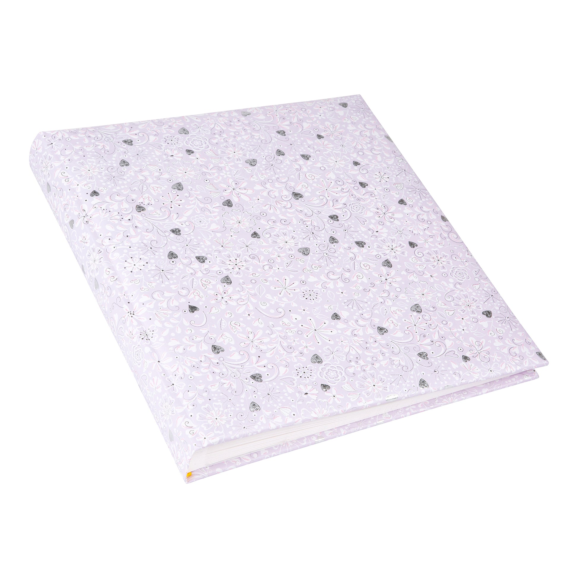 An elegant Goldbuch photo album with a lilac heart pattern, suitable for adding charm to a photo album collection.