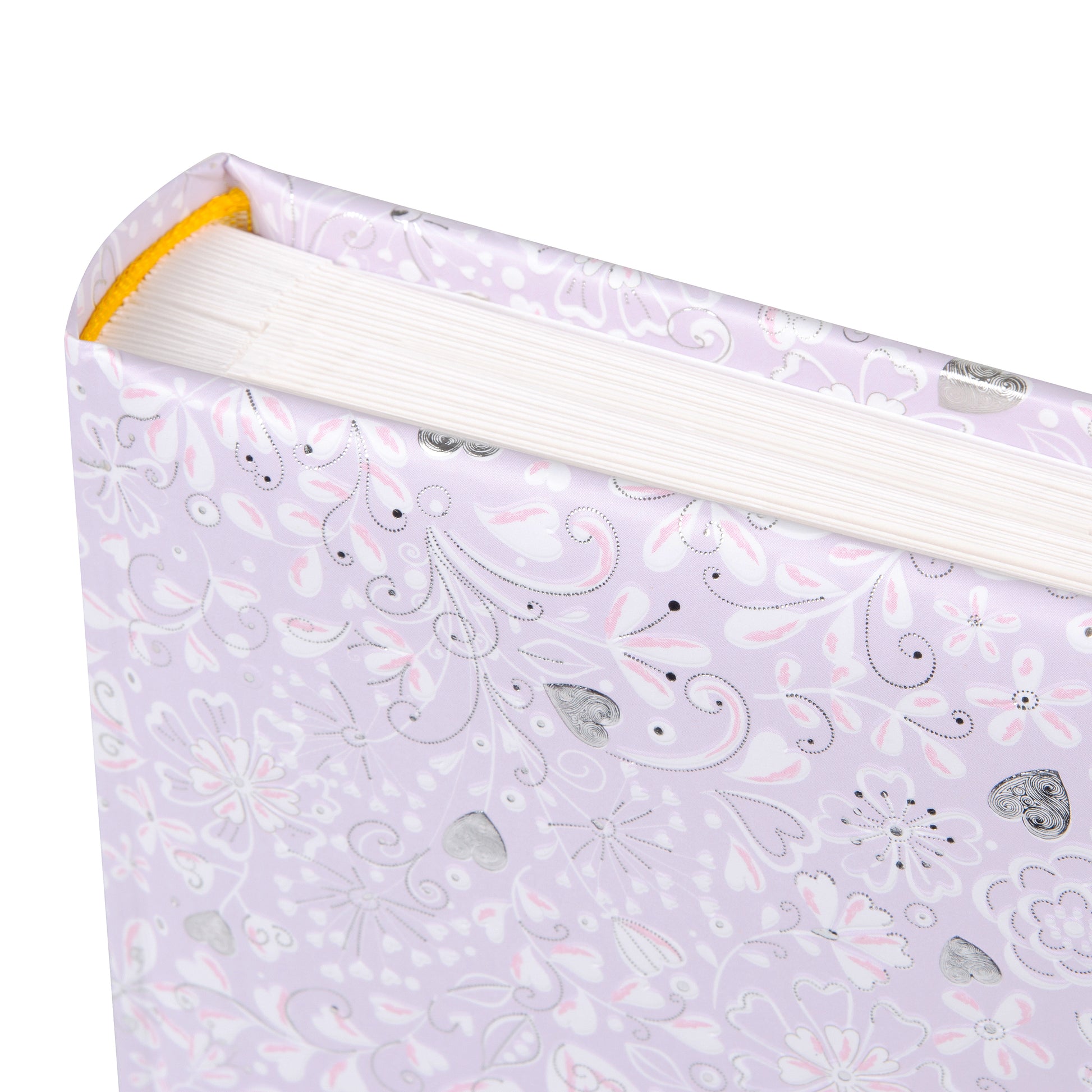 An elegant Goldbuch photo album with a lilac heart pattern, suitable for adding charm to a photo album collection.