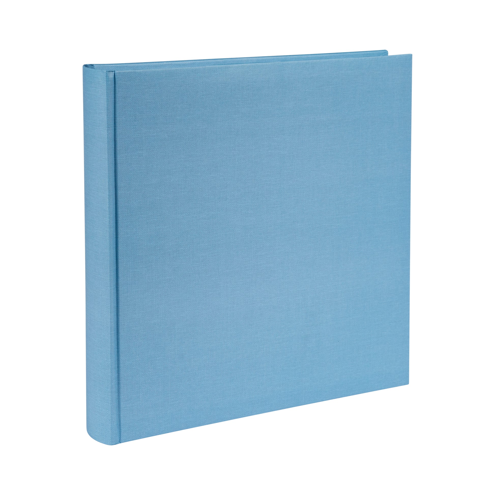 A blue Goldbuch photo album resting on a white background, showcasing its vibrant color and sleek design.