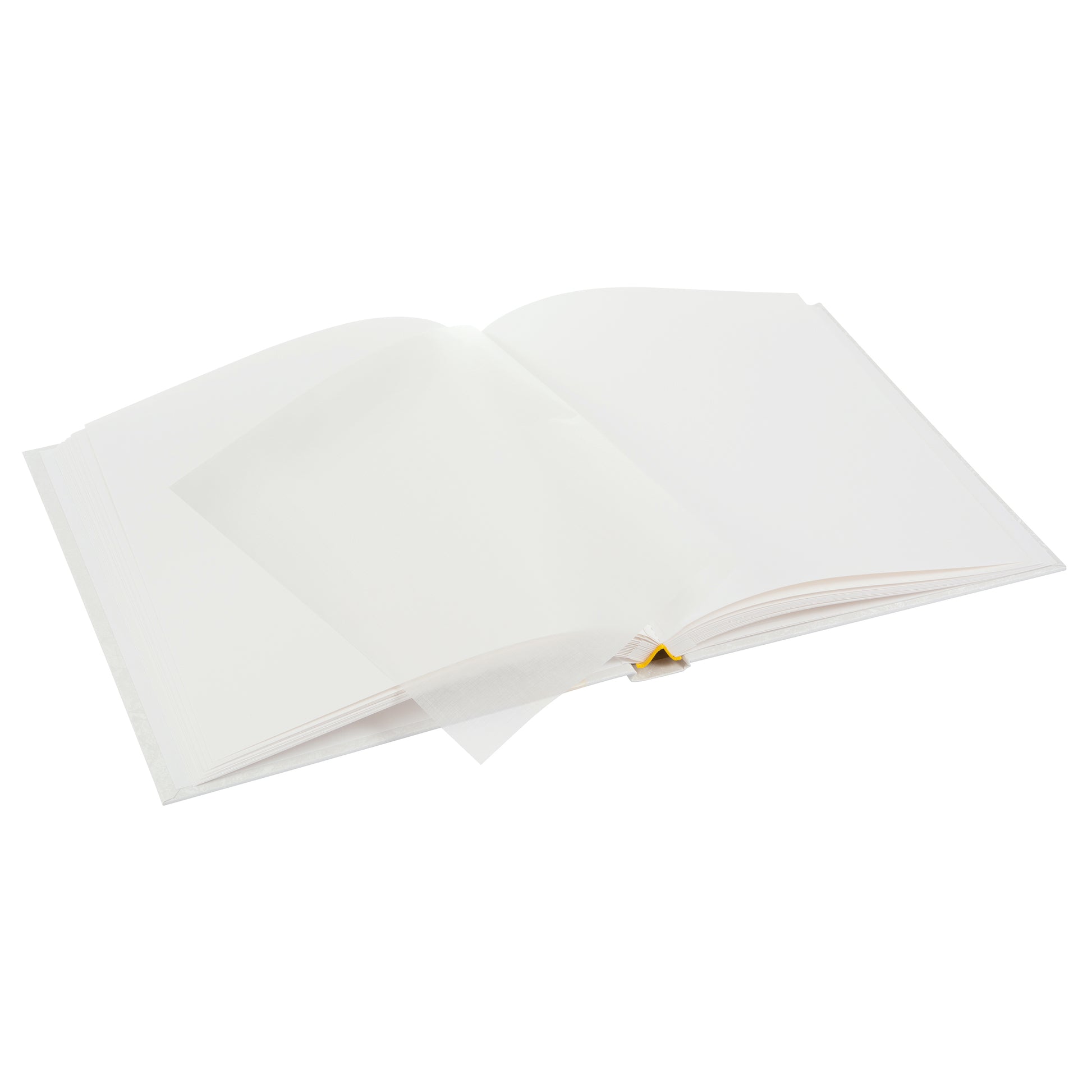 An open Photo Album with blank pages and a place for your precious photos, featured in the Goldbuch Photo Album collection.