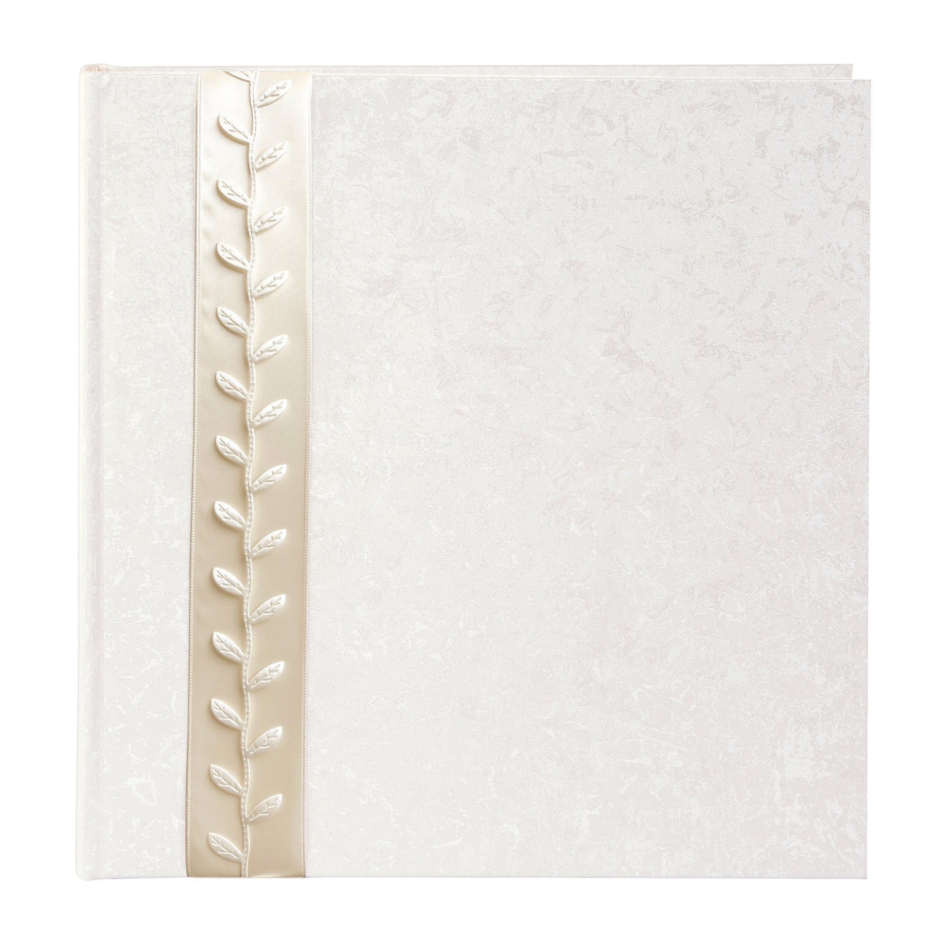 A stylish white Goldbuch photo album with a luxurious gold leaf design, perfect for preserving cherished memories.