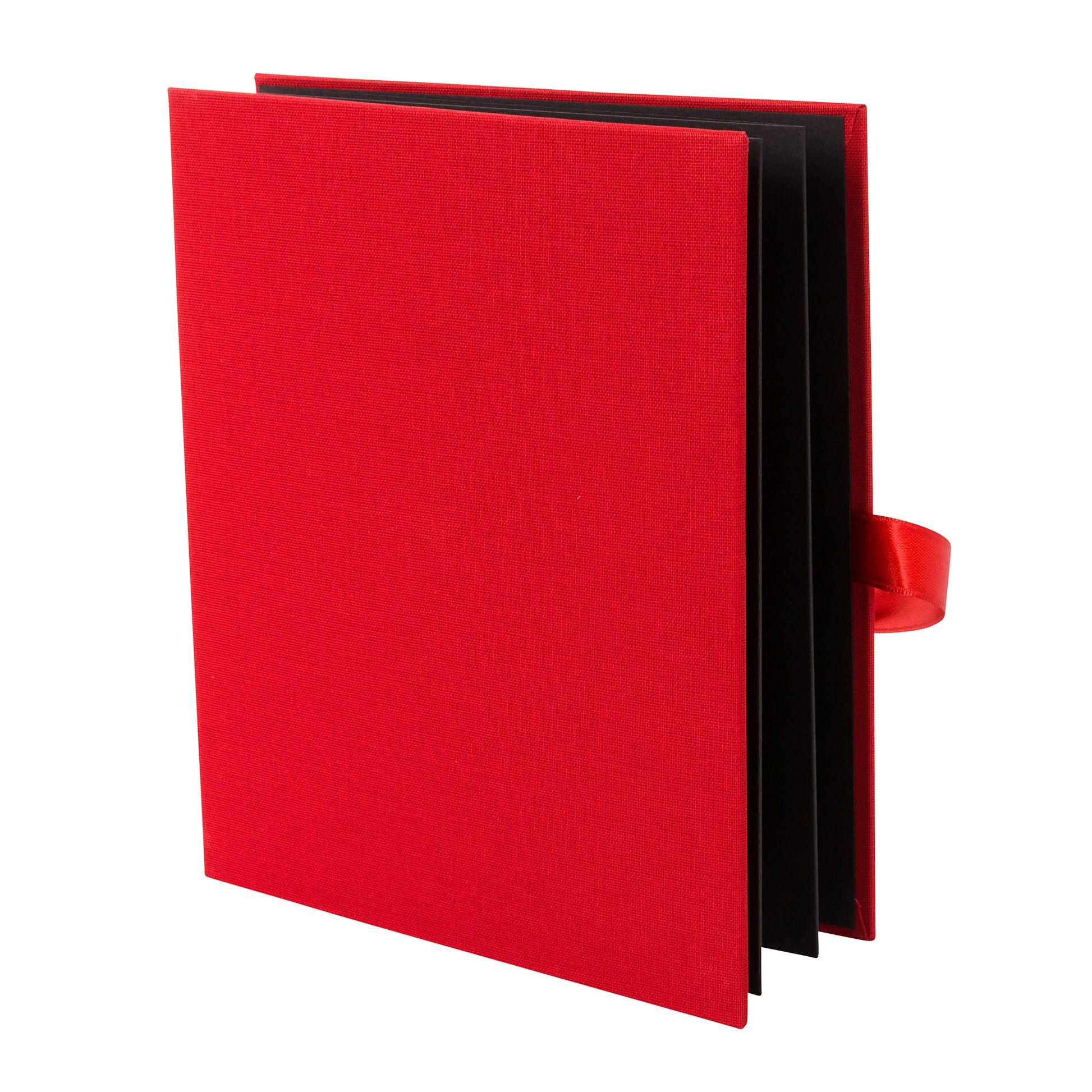 A beautifully crafted red Goldbuch leporello featuring a charming red bow.