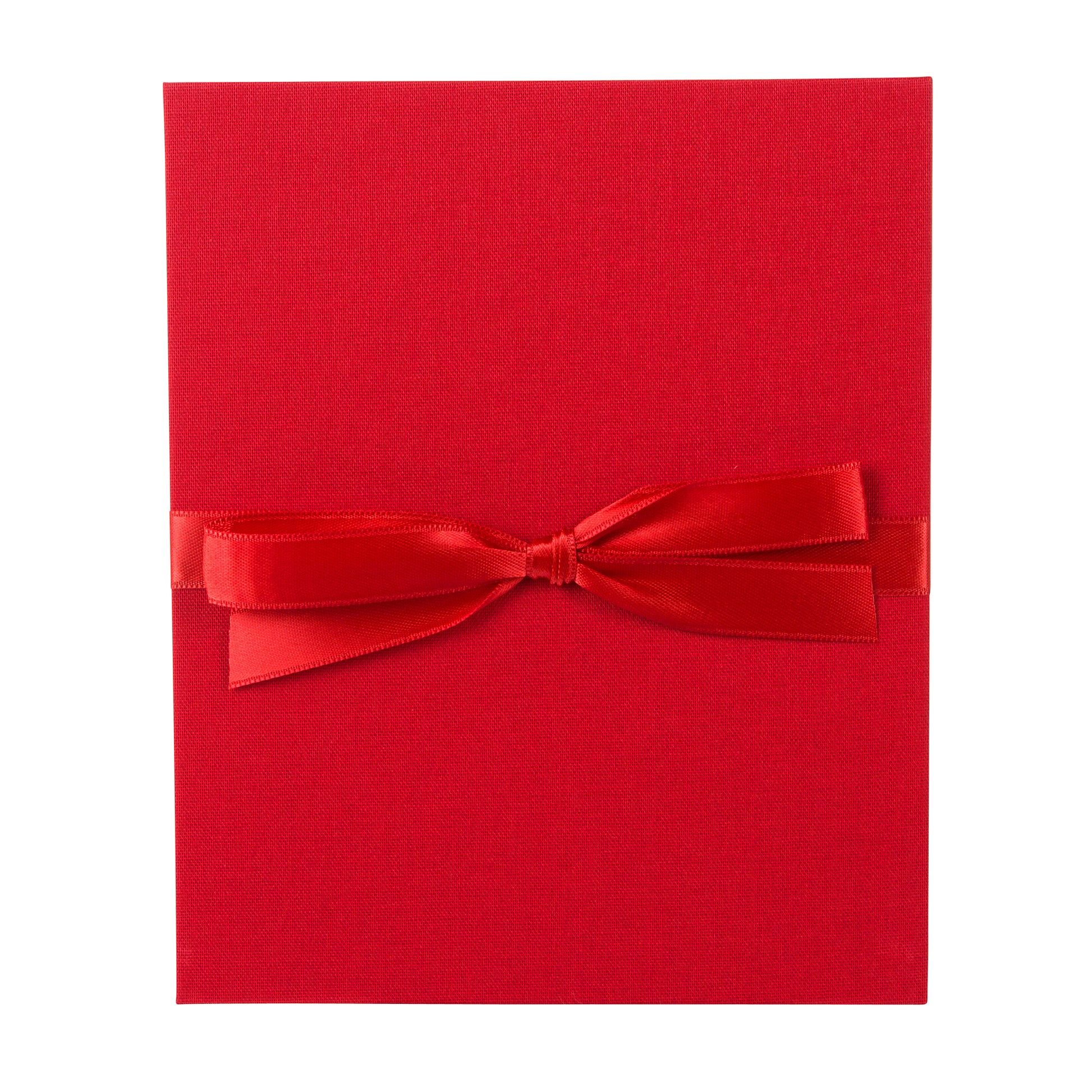 A beautifully crafted red Goldbuch leporello featuring a charming red bow.