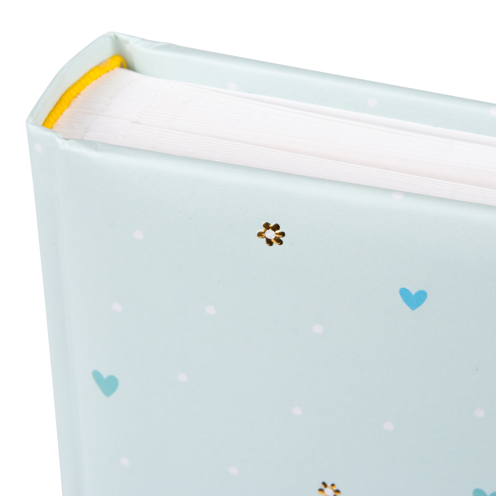 A blue Goldbuch photo album adorned with two birds and a baby bird, perfect for storing cherished memories in a photo album.