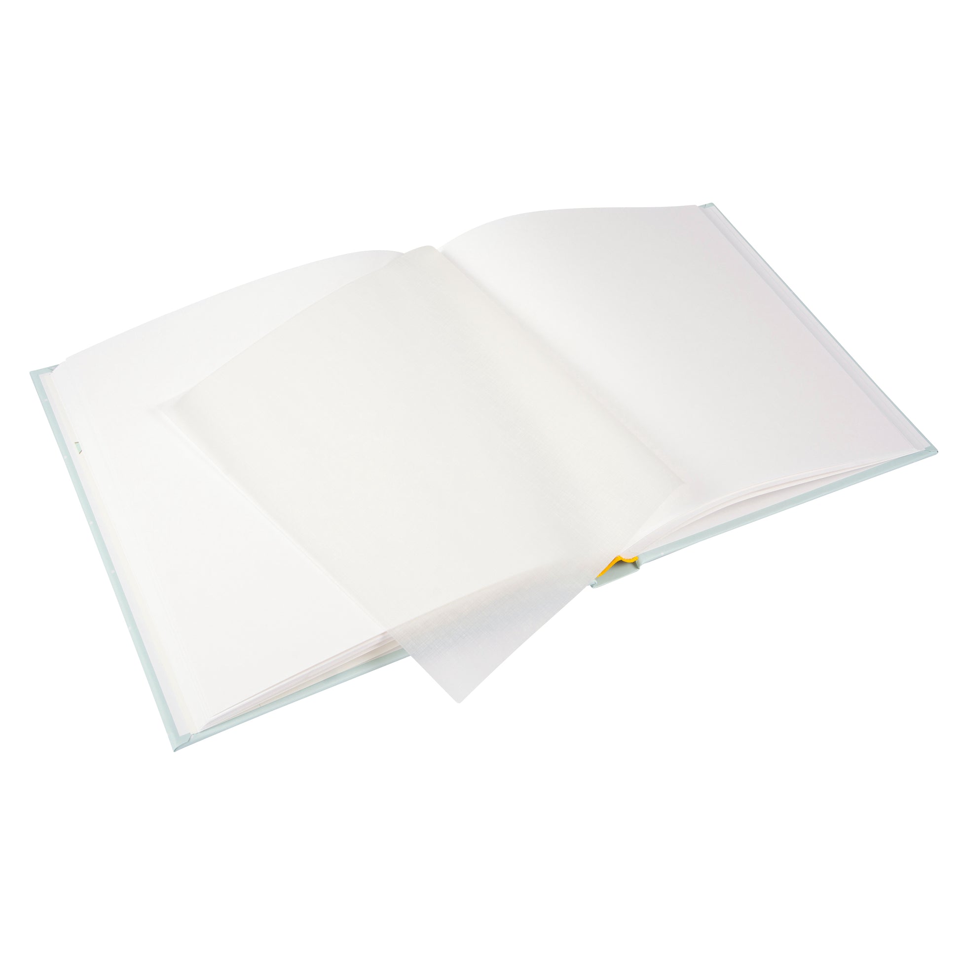 An open Photo Album with blank pages and a place for your precious photos, featured in the Goldbuch Photo Album collection.