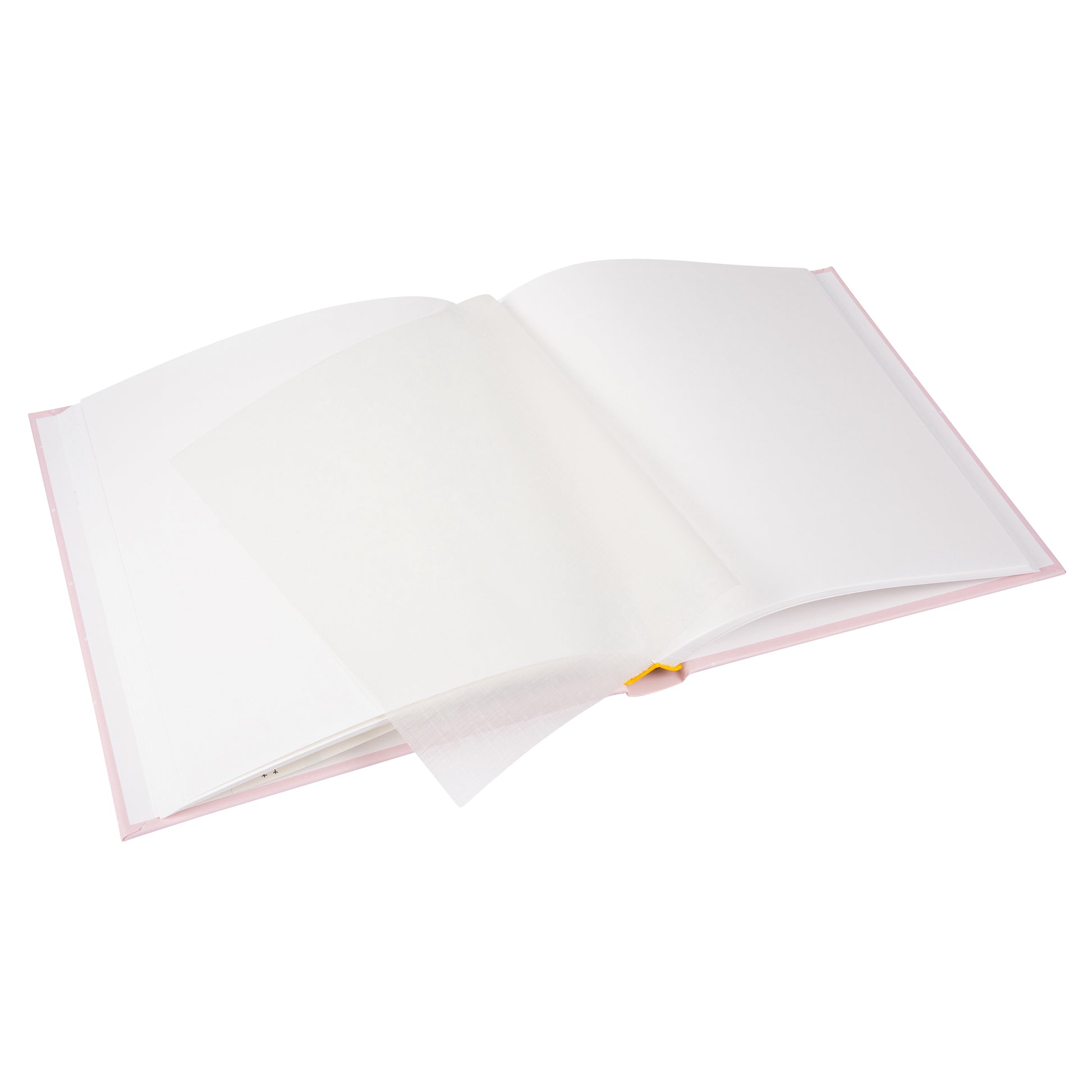An open Photo Album with blank pages and a place for your precious photos, featured in the Goldbuch Photo Album collection.