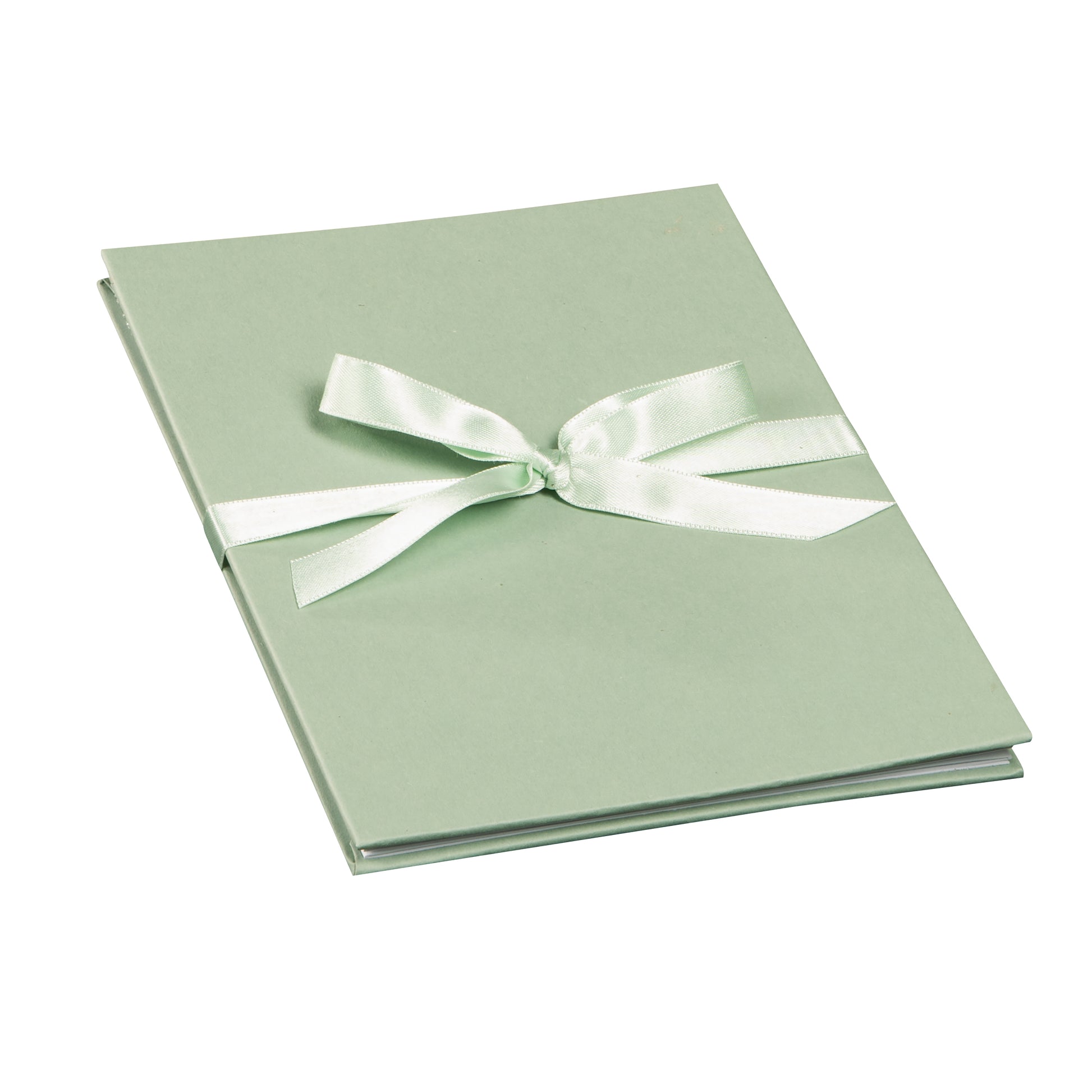 A beautifully crafted pastel green Goldbuch leporello featuring a charming light green bow.