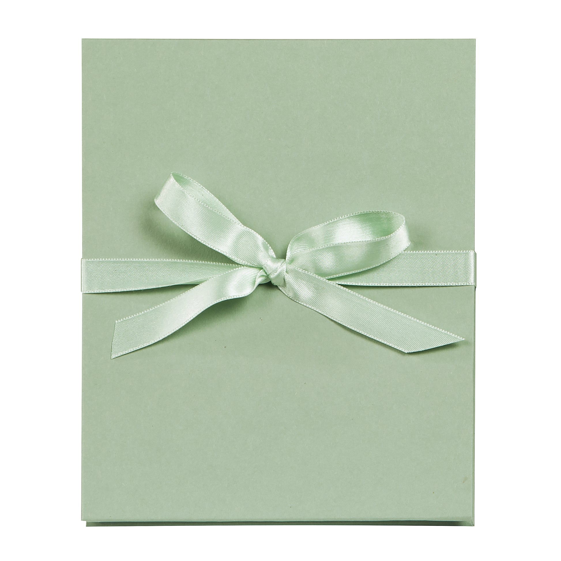 A beautifully crafted pastel green Goldbuch leporello featuring a charming light green bow.
