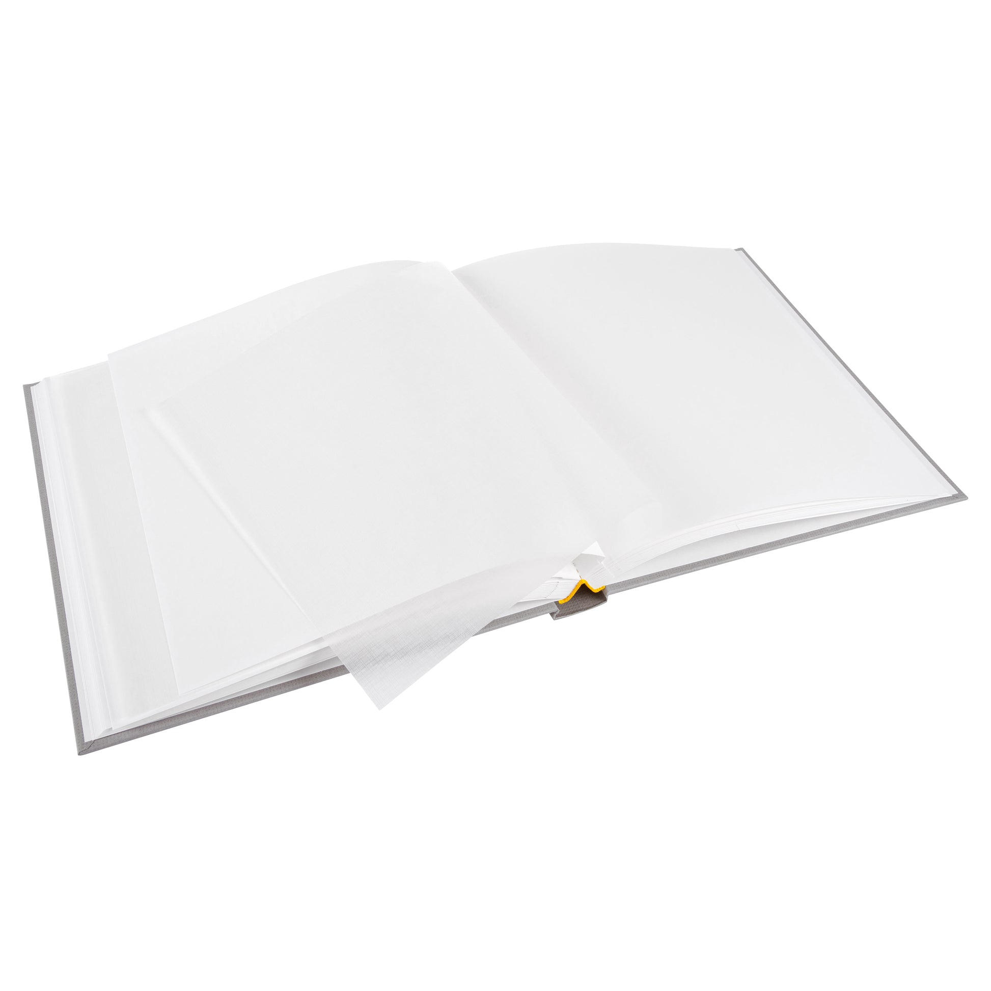 An open Photo Album with blank pages and a place for your precious photos, featured in the Goldbuch Photo Album collection.