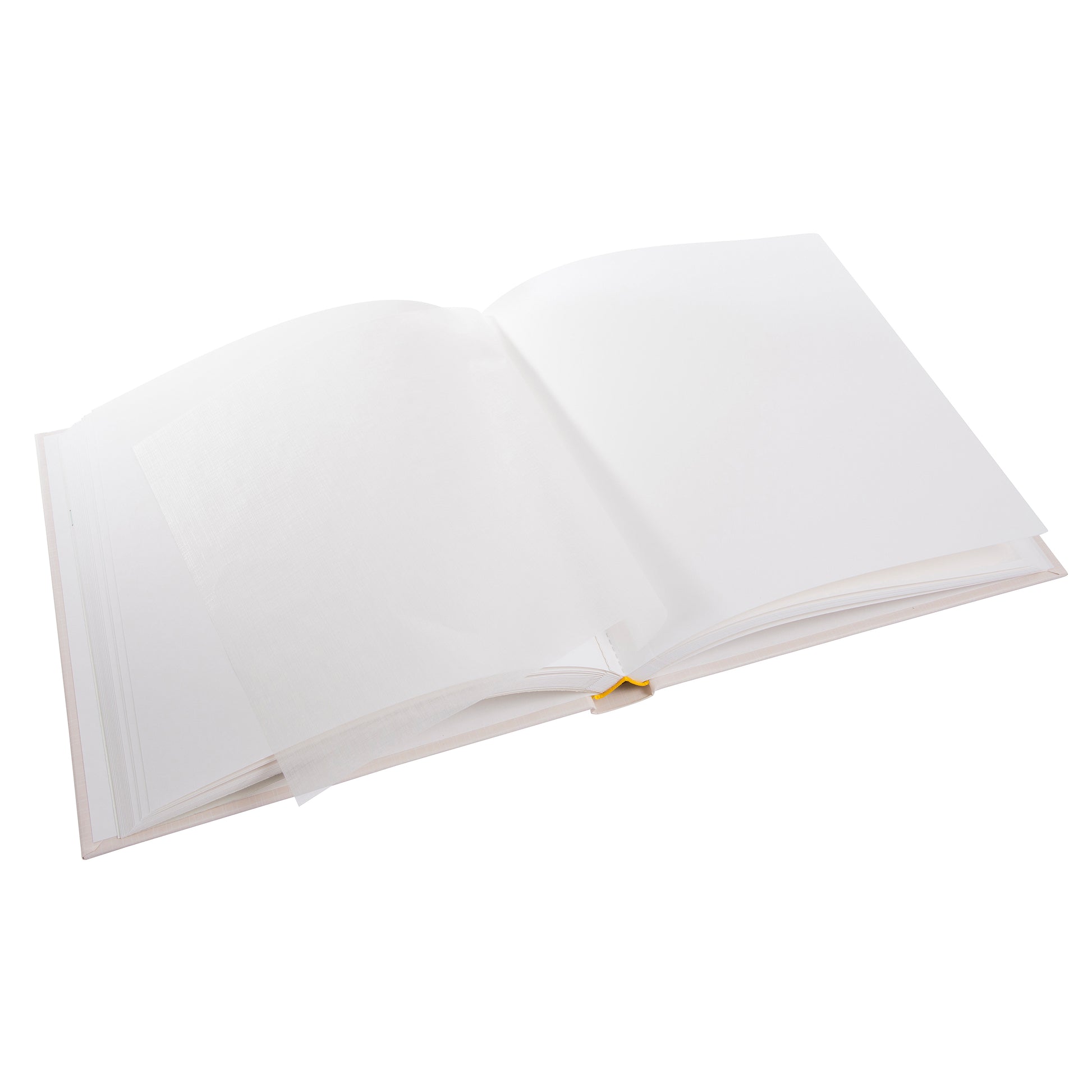 An open Photo Album with blank pages and a place for your precious photos, featured in the Goldbuch Photo Album collection.