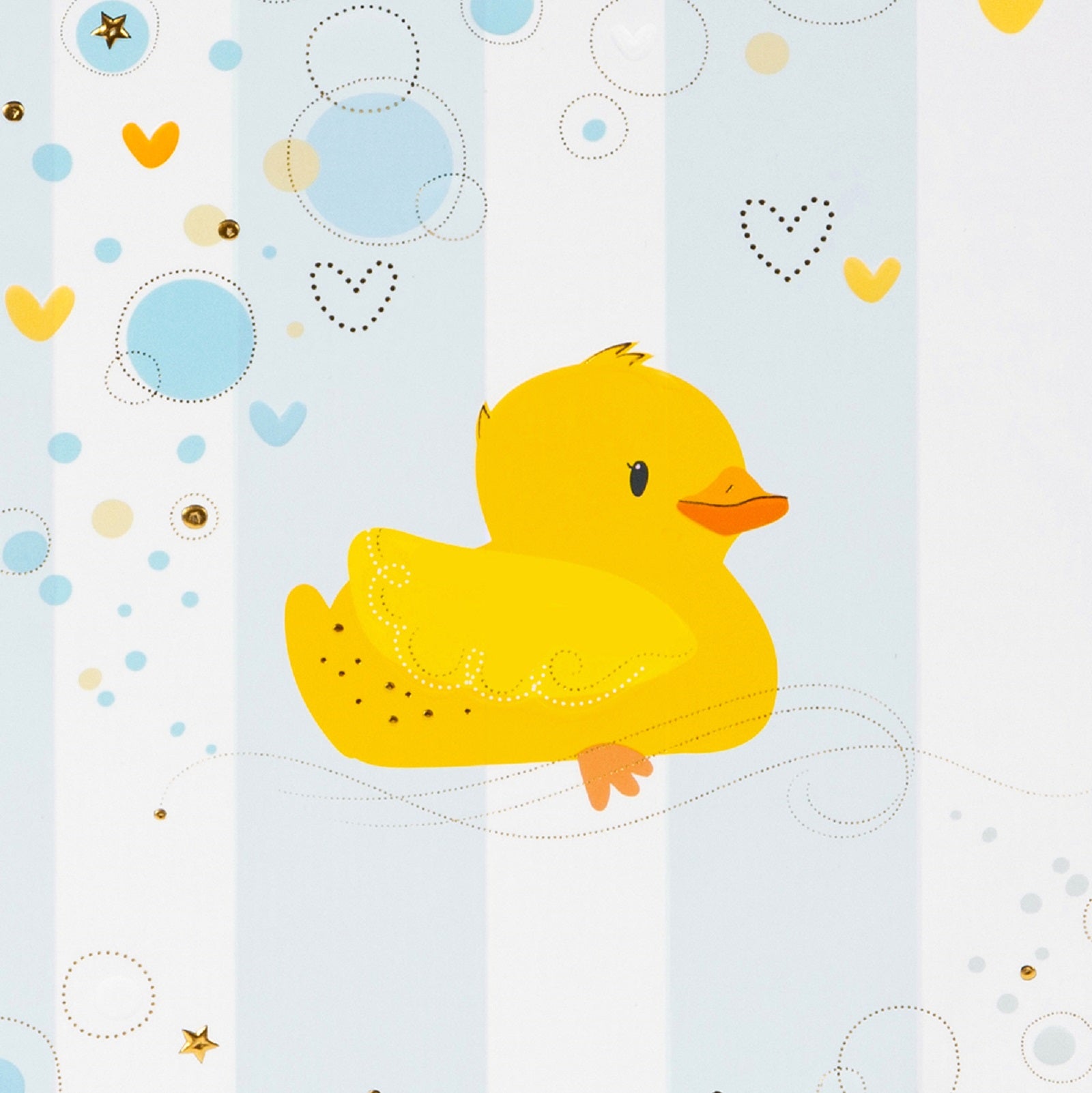 A Goldbuch album cover with bubbles and hearts, adorned with a yellow duck, ideal for capturing memories in a photo album.