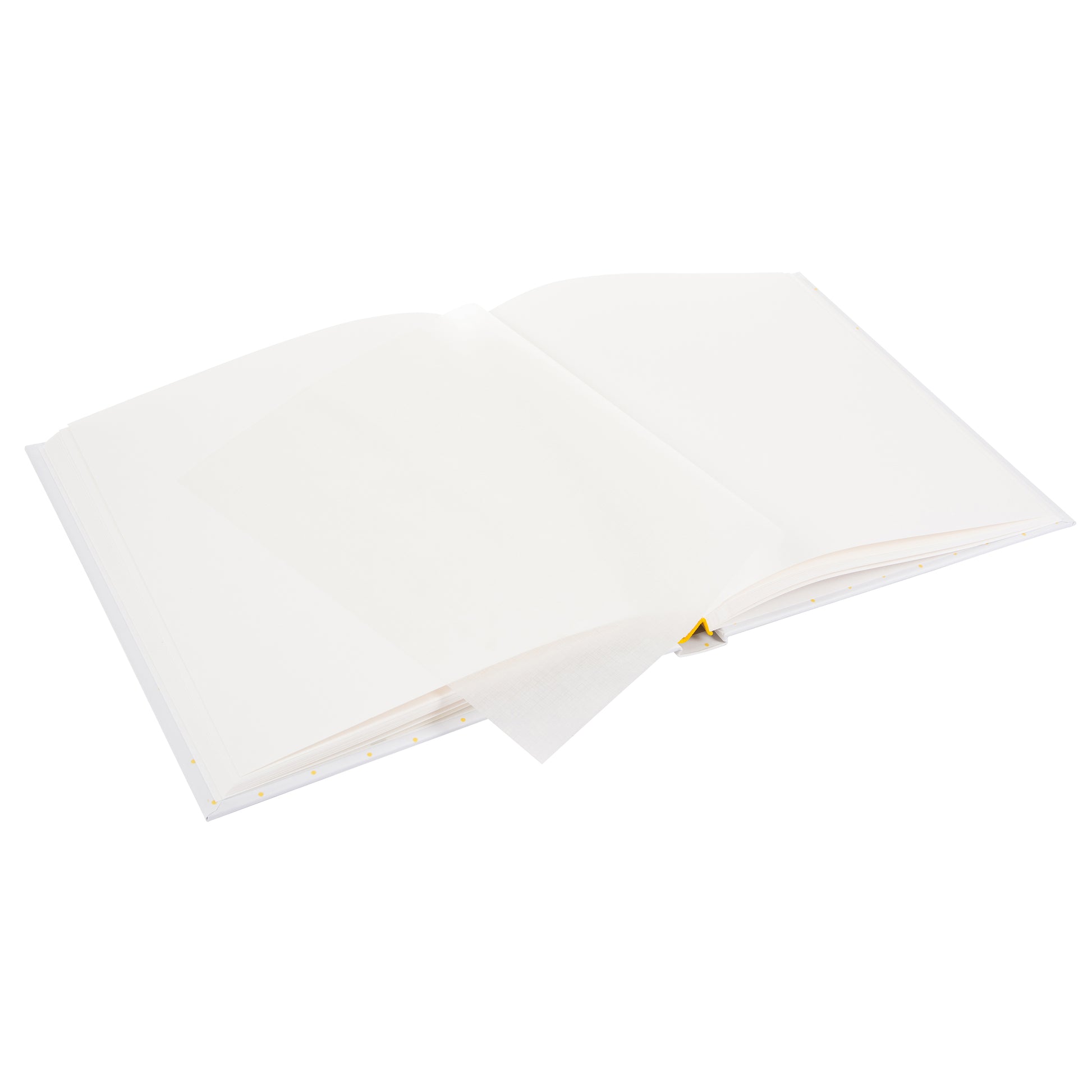 An open Photo Album with blank pages and a place for your precious photos, featured in the Goldbuch Photo Album collection.