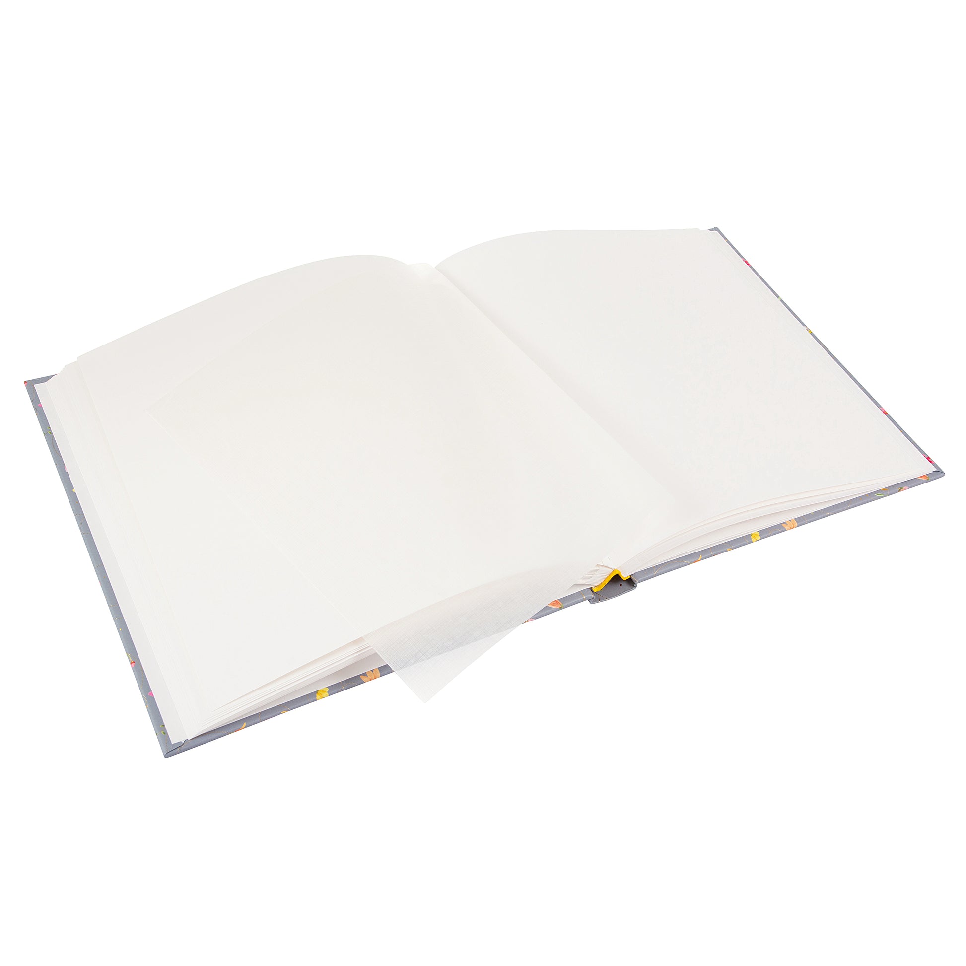 An open Photo Album with blank pages and a place for your precious photos, featured in the Goldbuch Photo Album collection.