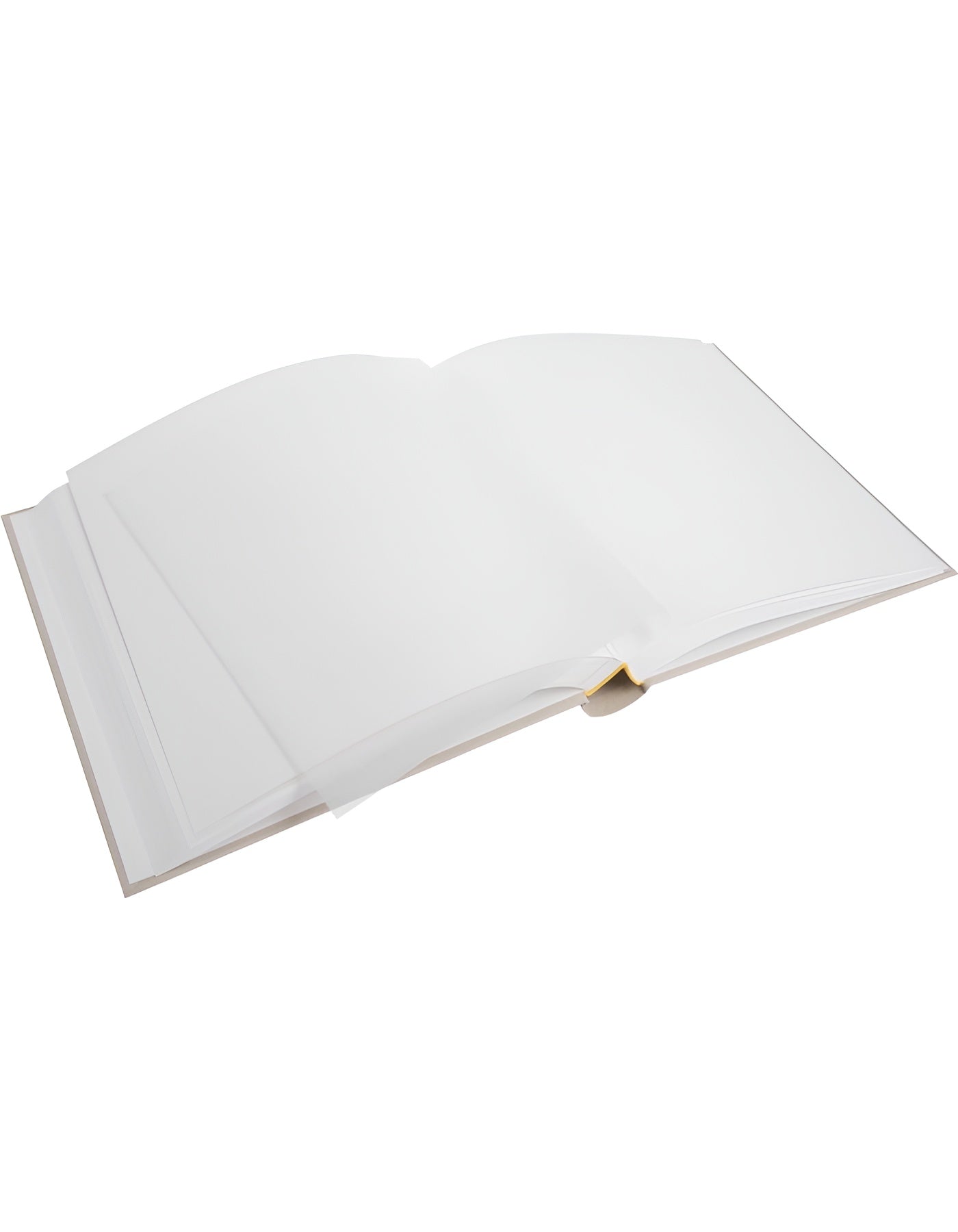 An open Photo Album with blank pages and a place for your precious photos, featured in the Goldbuch Photo Album collection.