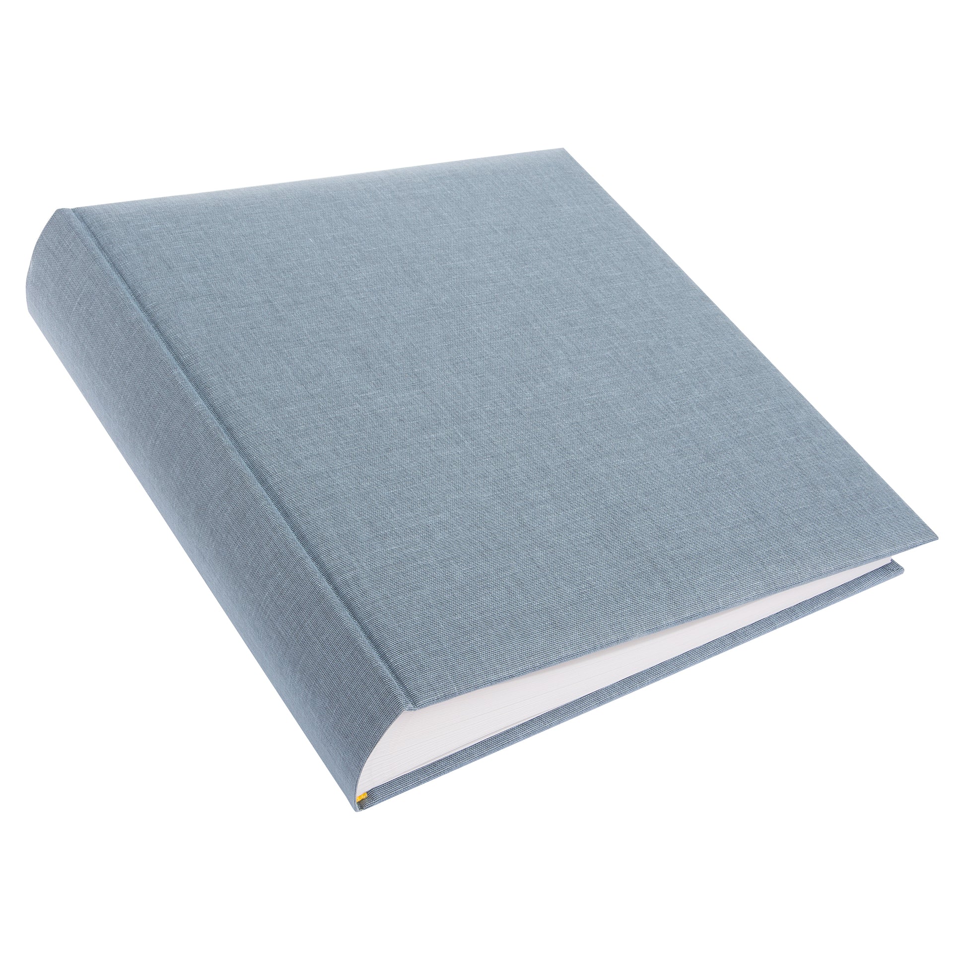 A Goldbuch stylish blue grey linen photo album, perfect for storing and showcasing photographs.