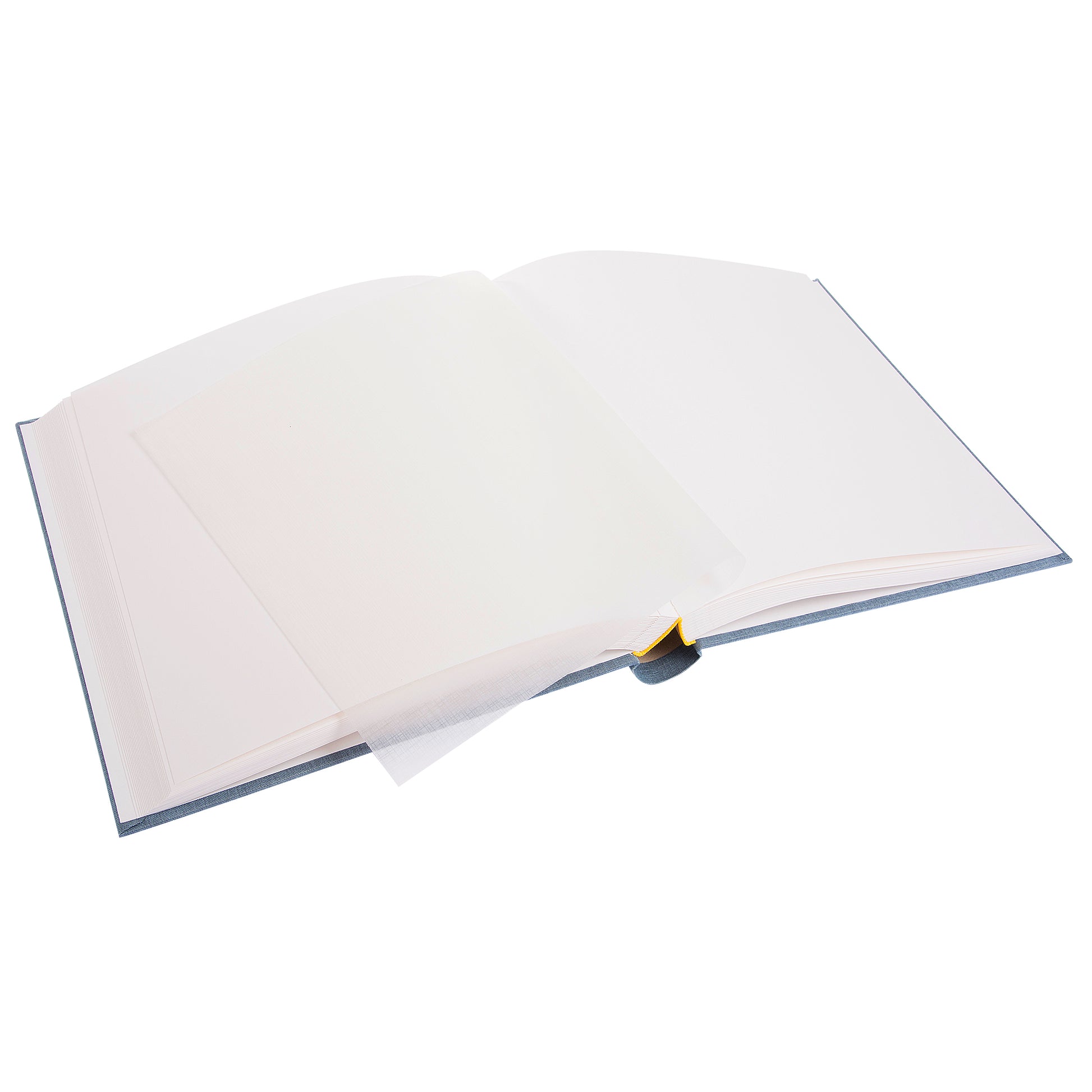 A Goldbuch stylish blue grey linen photo album, perfect for storing and showcasing photographs.