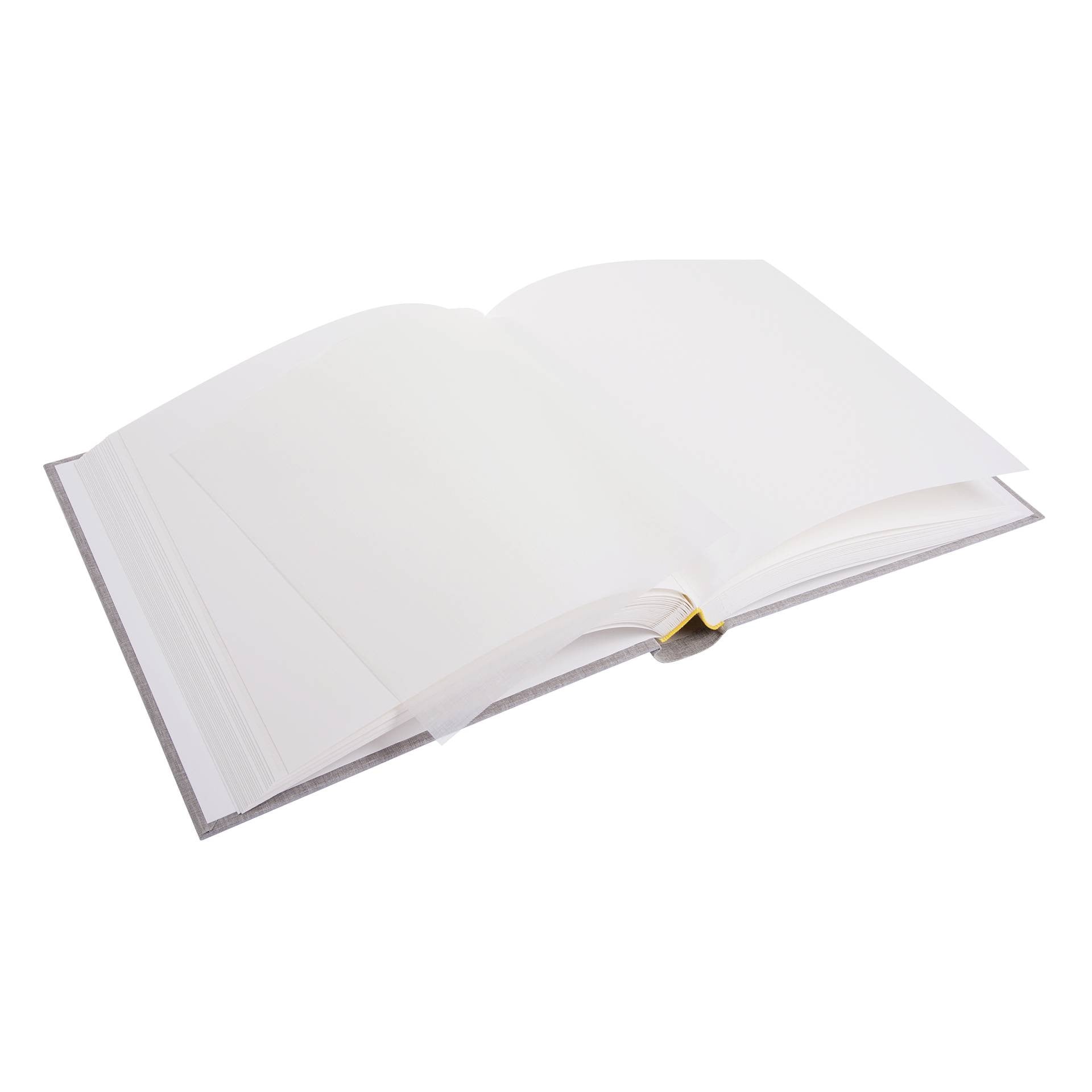An open Photo Album with blank pages and a place for your precious photos, featured in the Goldbuch Photo Album collection.