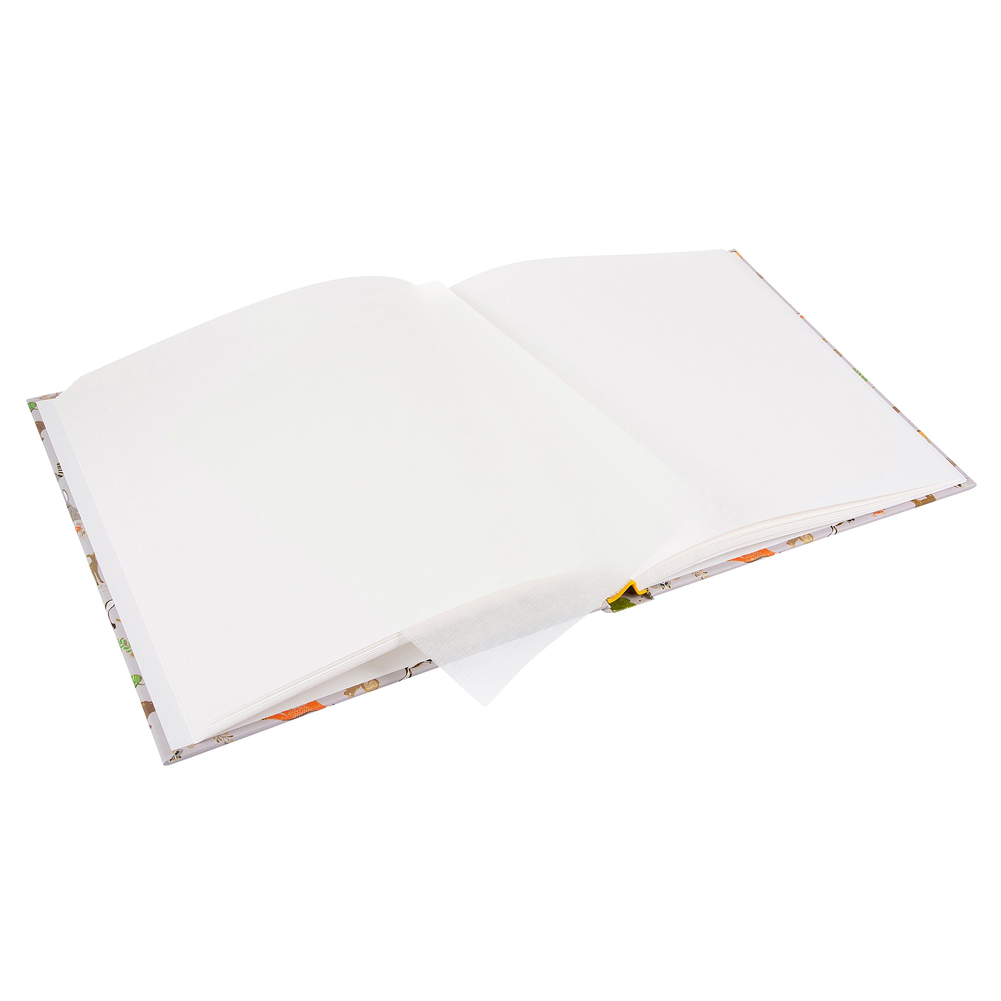 An open Photo Album with blank pages and a place for your precious photos, featured in the Goldbuch Photo Album collection.