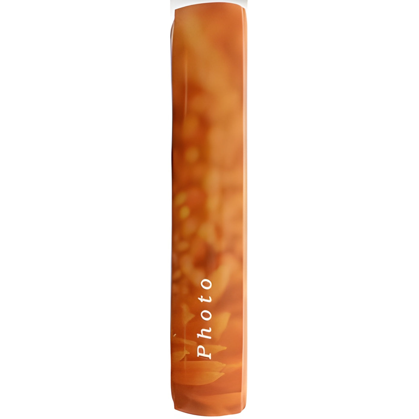 A orange Hama photo album displaying various pictures of orange flowers, highlighting their unique shapes.