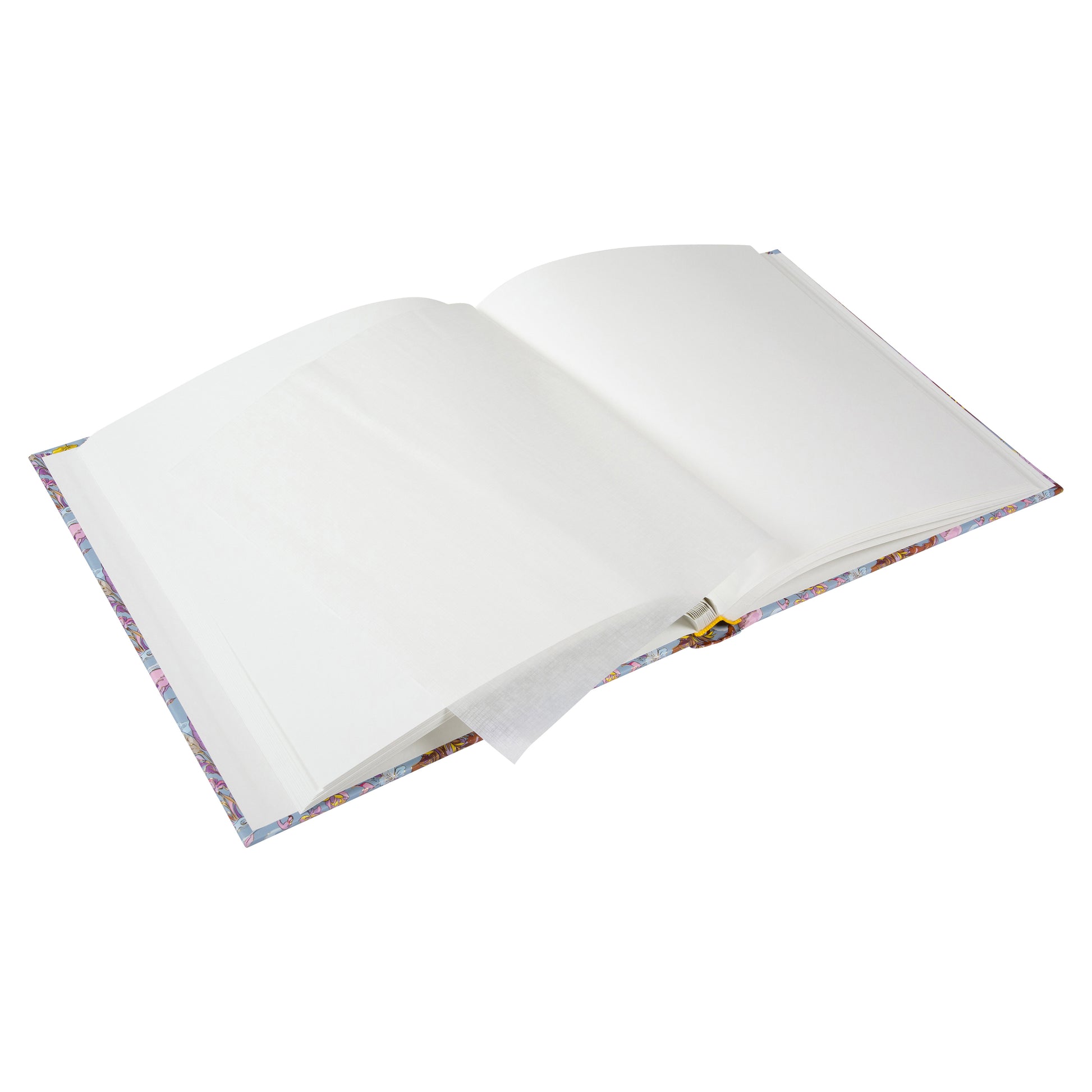 Goldbuch spiral photo album with tropical animal and plant motives on a light blue background. White pages.