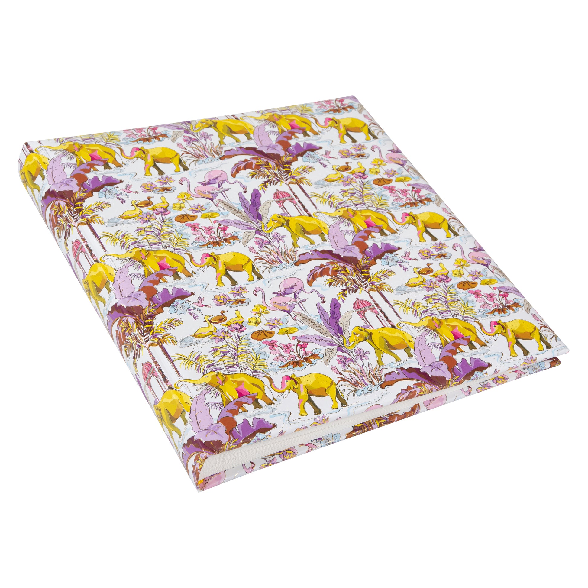 Goldbuch photo album with tropical animal and plant motives on a white background.