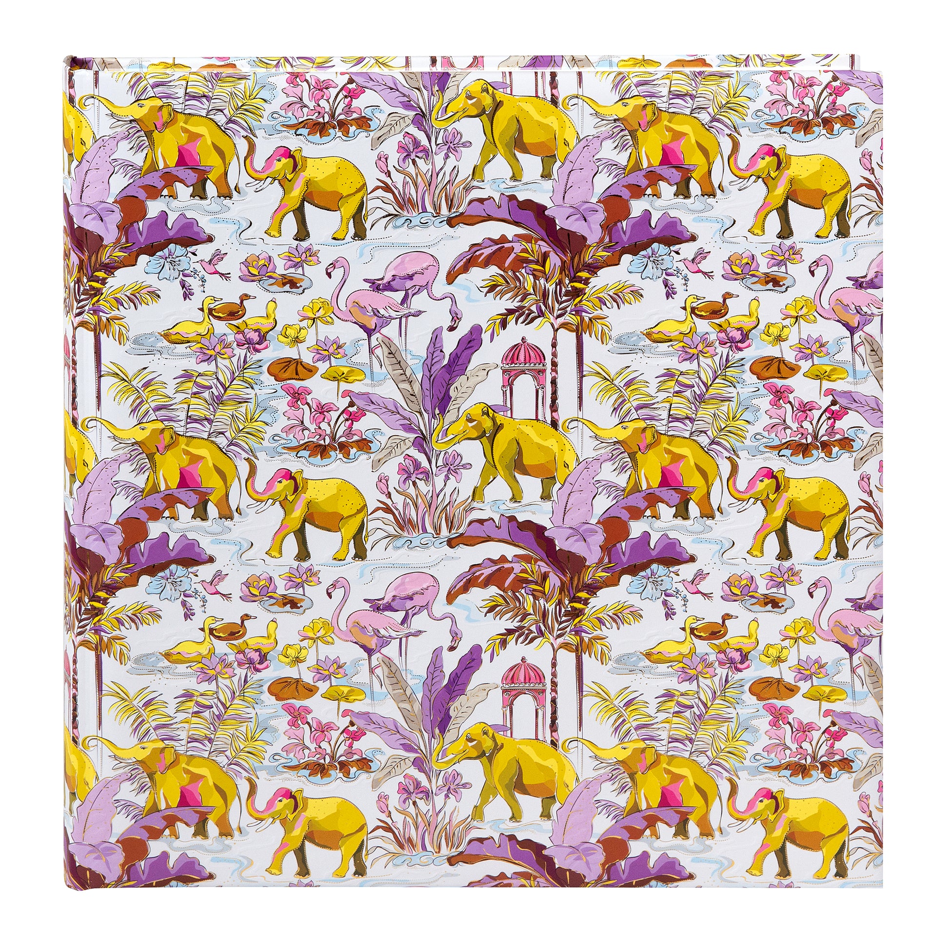 Goldbuch photo album with tropical animal and plant motives on a white background.