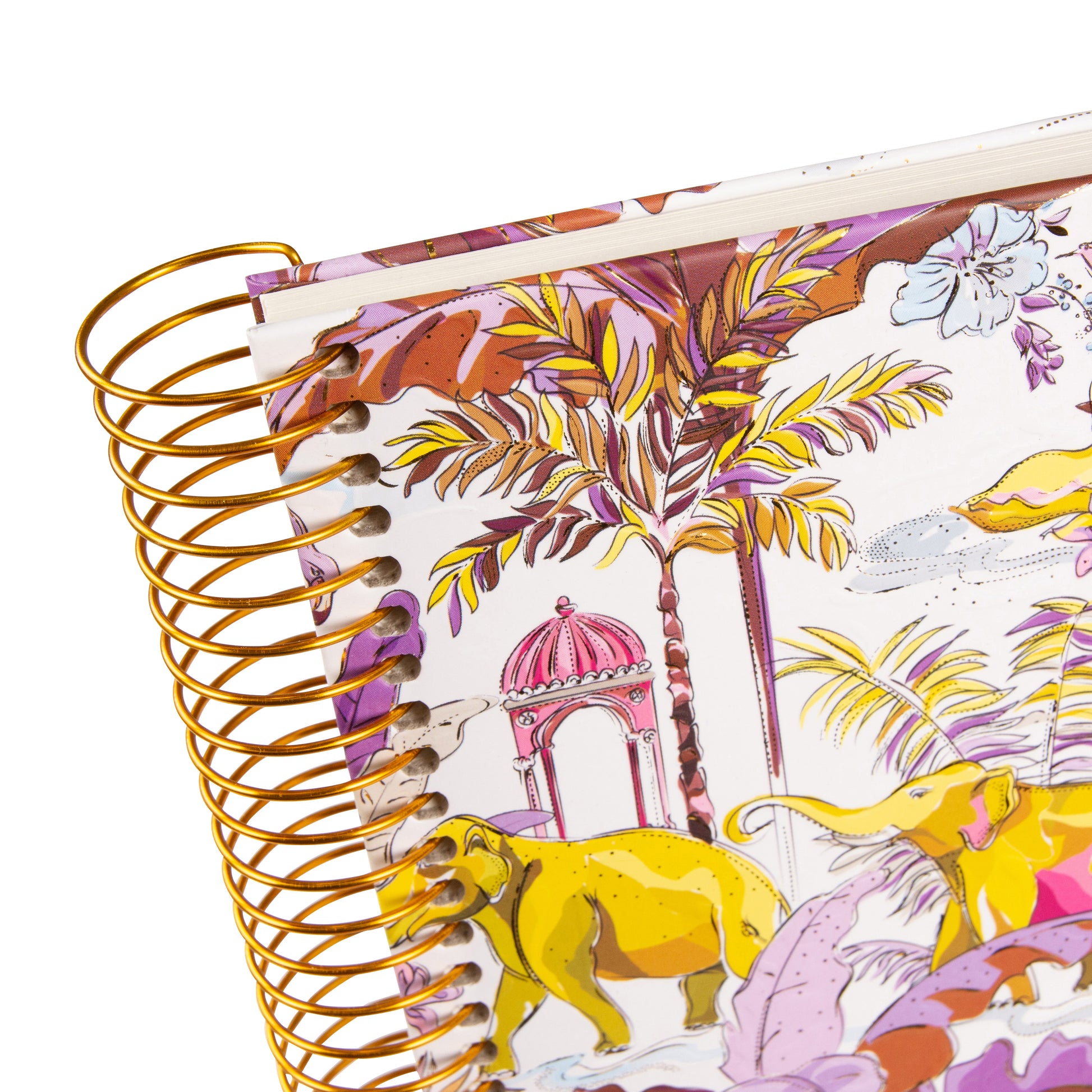 Goldbuch spiral photo album with tropical animal and plant motives on a white background.