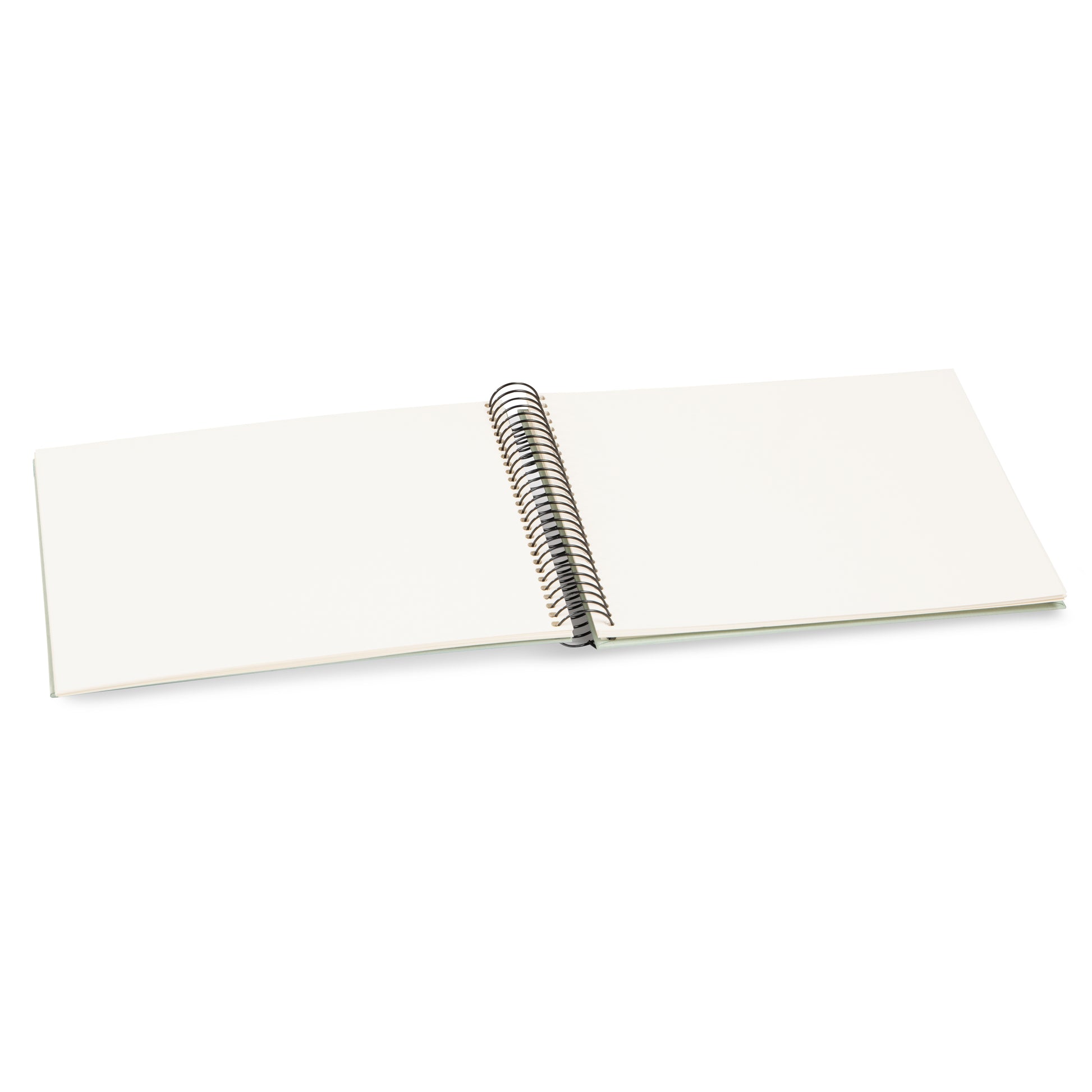 A Goldbuch eukalyptus green photo album with a spiral binding.