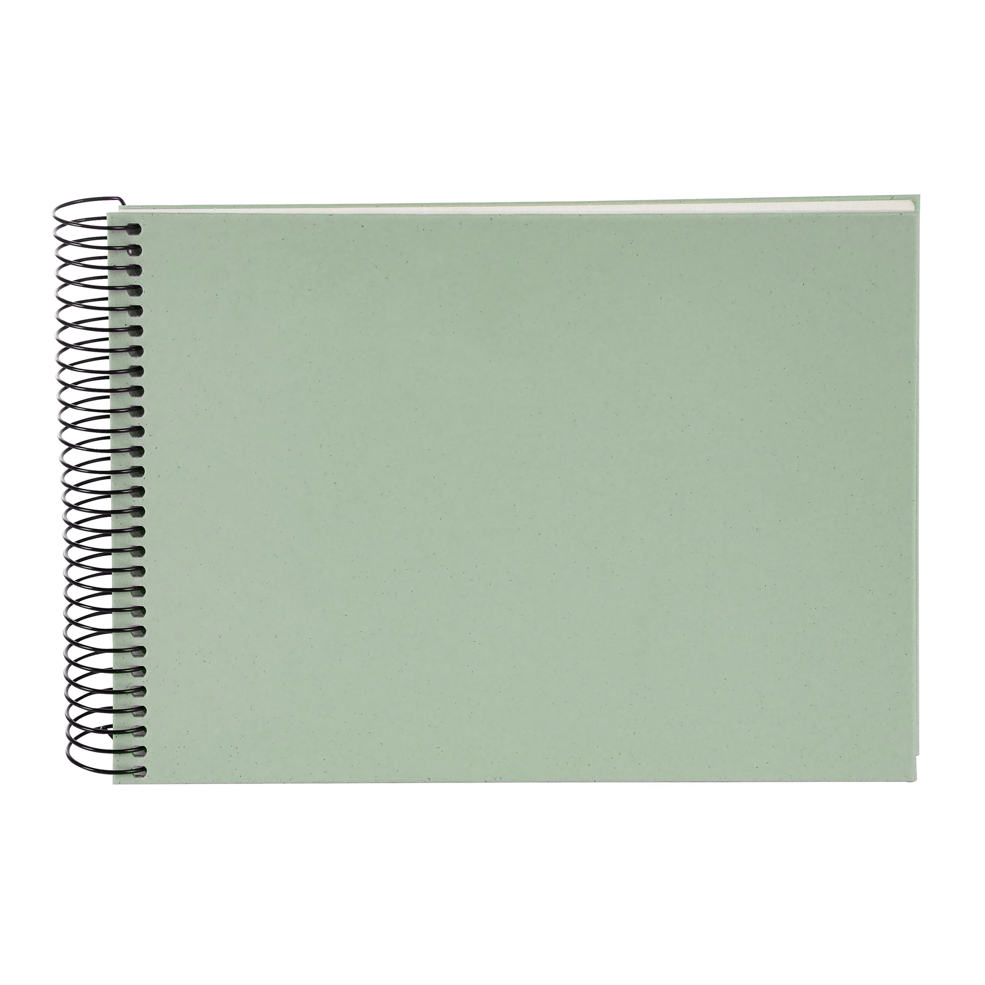 A Goldbuch eukalyptus green photo album with a spiral binding.
