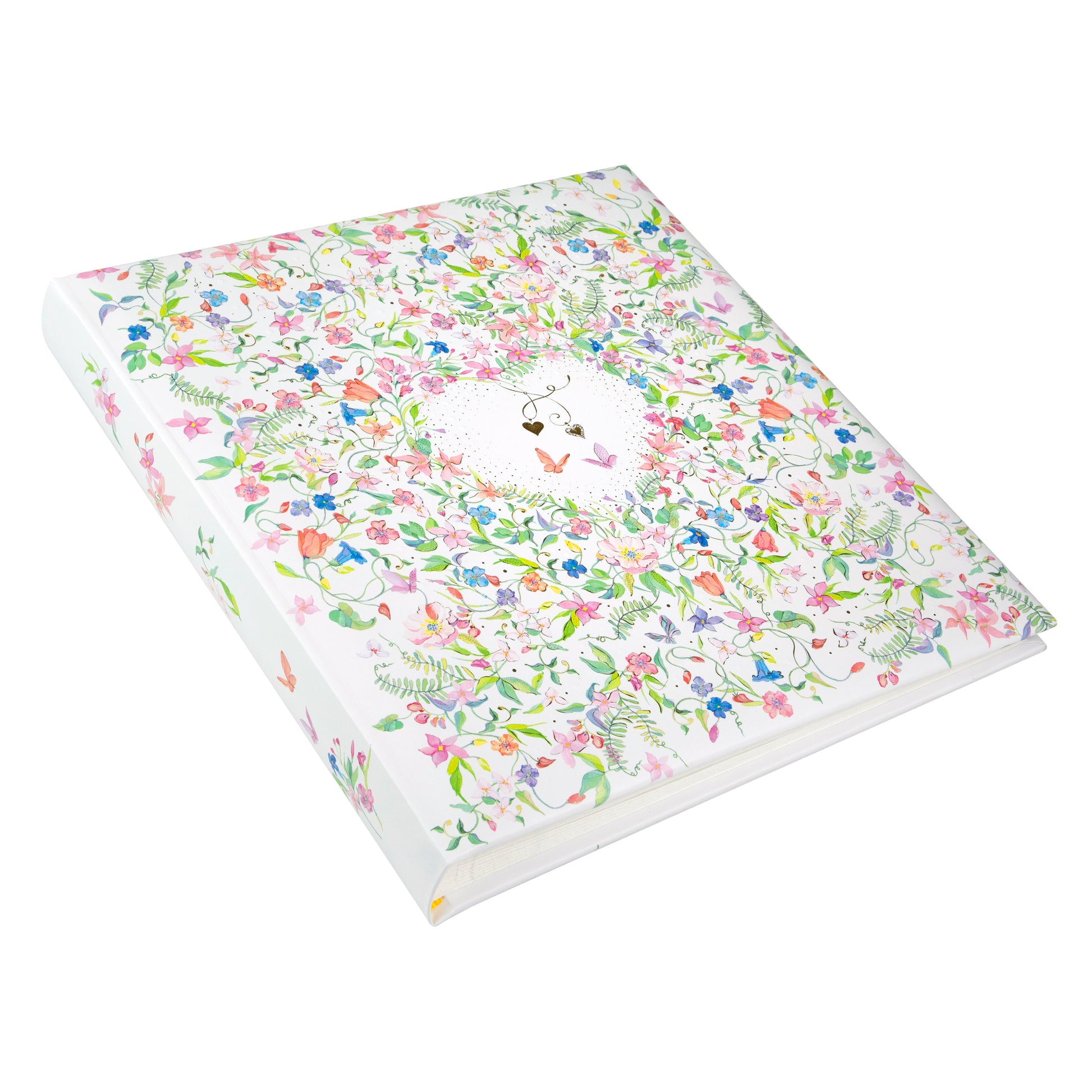 A beautiful Goldbuch wedding photo album with floral patterns, hearts and butterflies