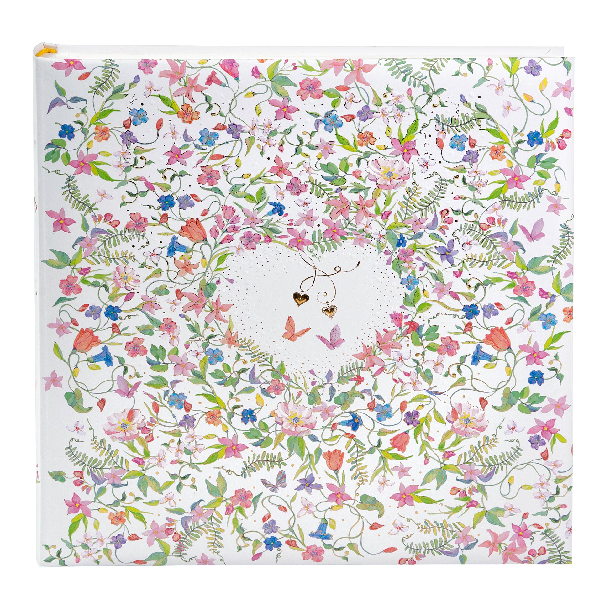 A beautiful Goldbuch wedding photo album with floral patterns, hearts and butterflies