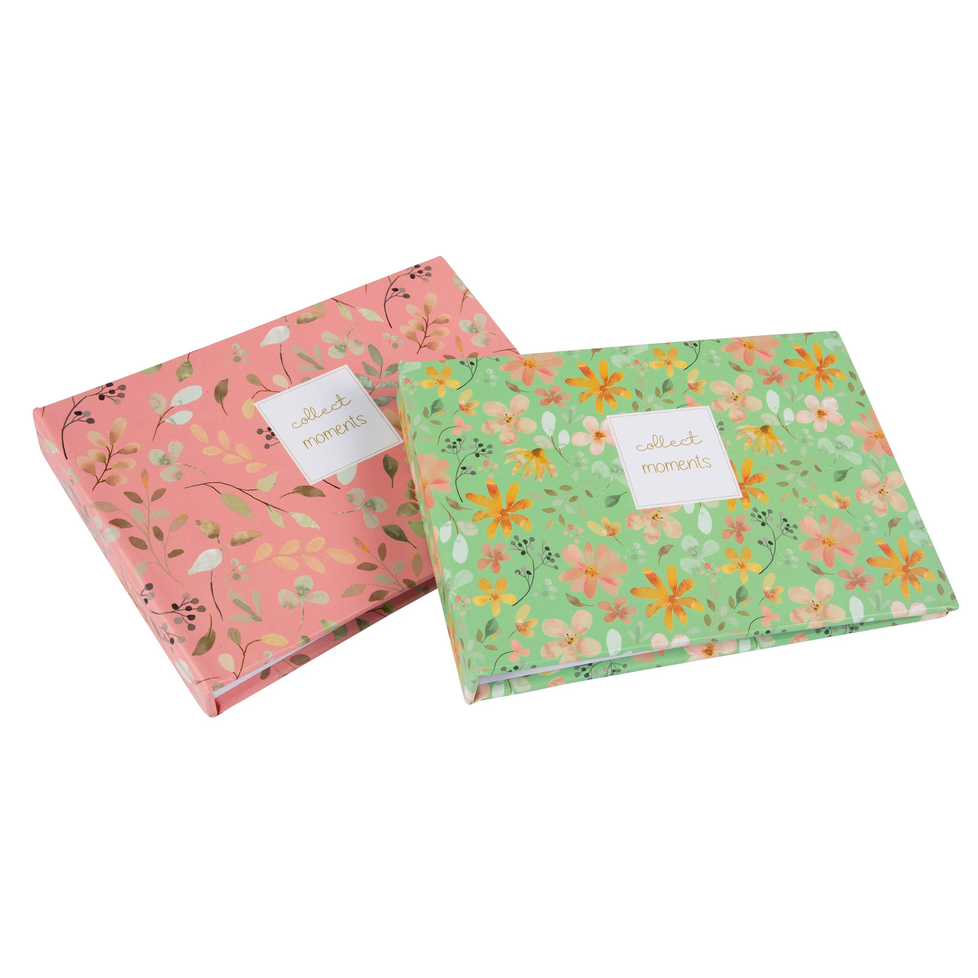 Two small Goldbuch photo albums featuring elegant floral designs on their covers.
