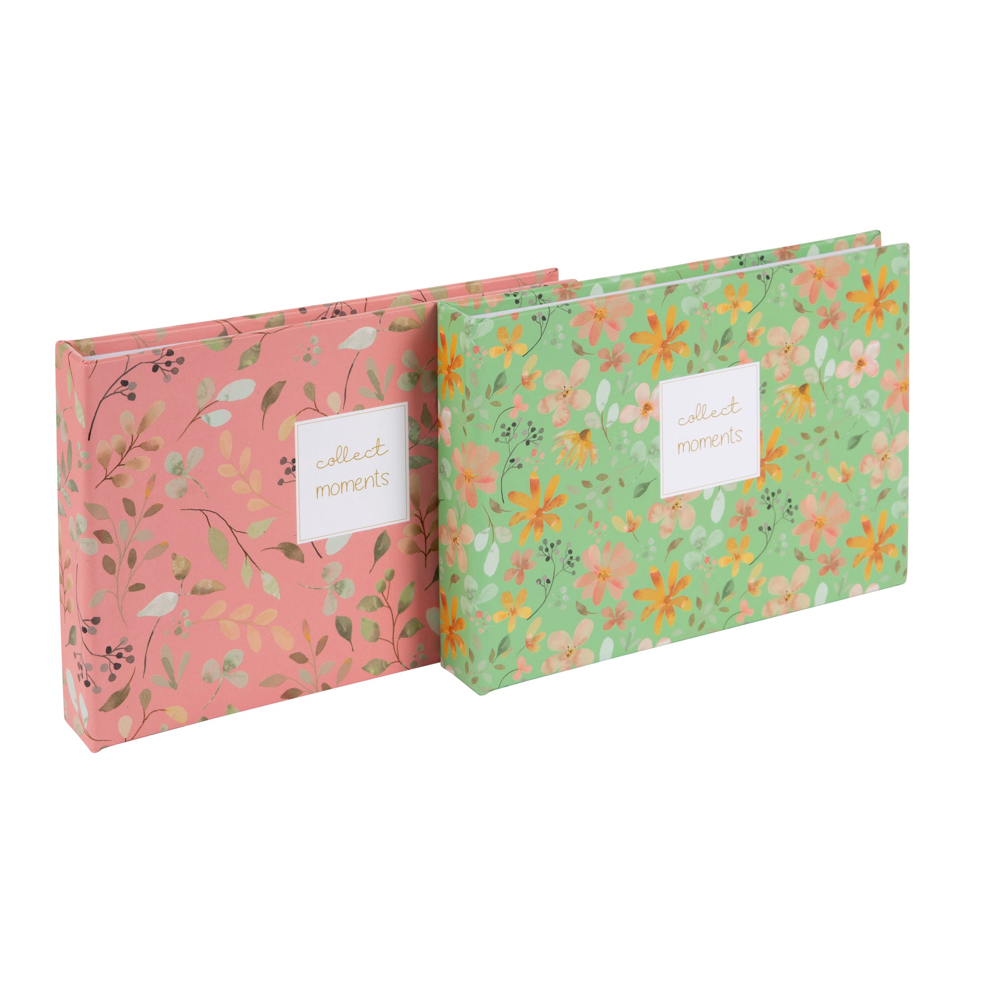 Two small Goldbuch photo albums featuring elegant floral designs on their covers.