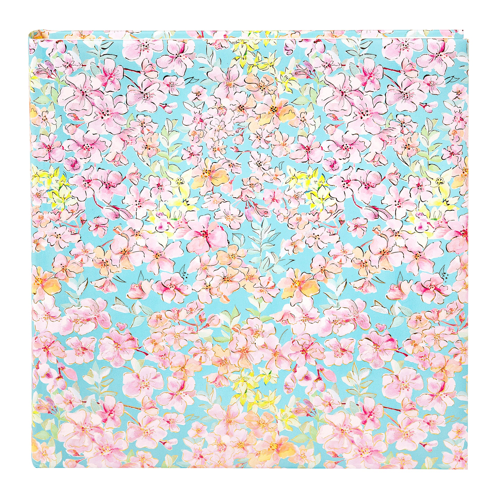 Goldbuch photo album with a blue floral pattern adorned with pink flowers, ideal for preserving memories.