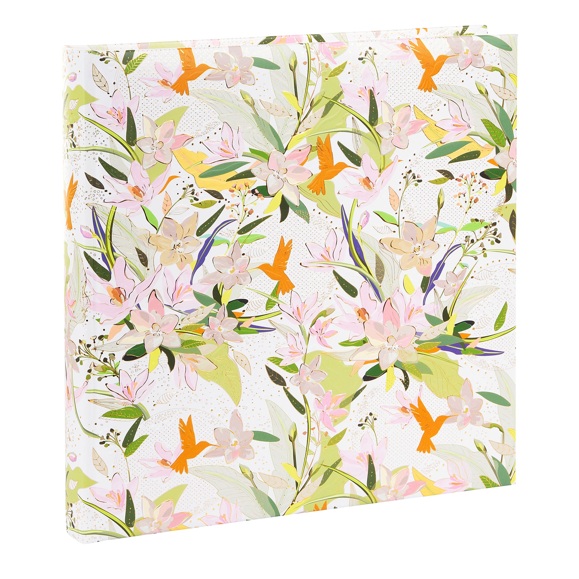 A Goldbuch floral patterned photo album featuring colorful birds and flowers.