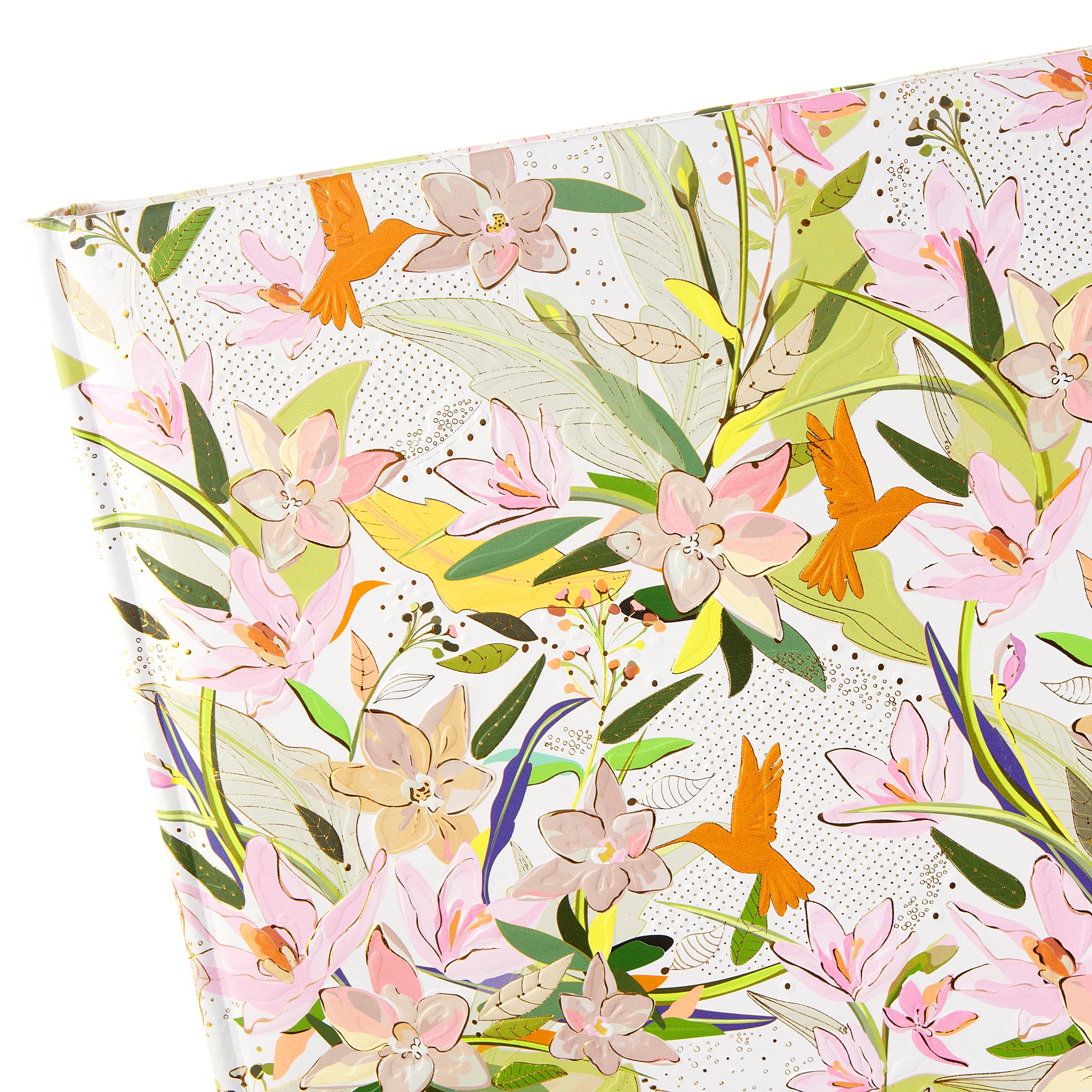 A Goldbuch floral patterned photo album featuring colorful birds and flowers.