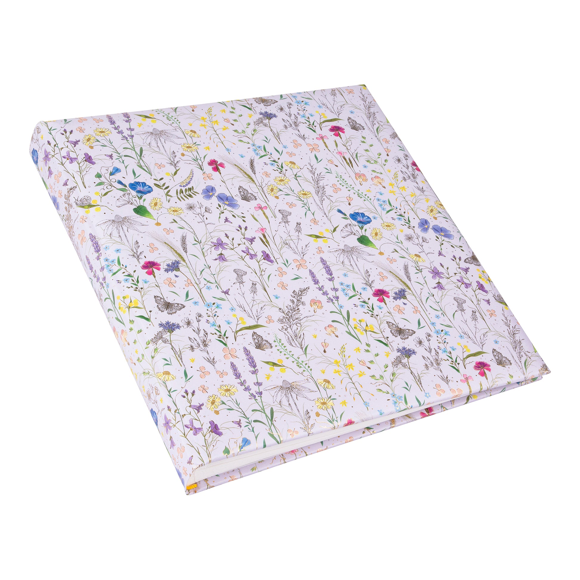 A white Goldbuch photo album featuring butterflies and flowers.