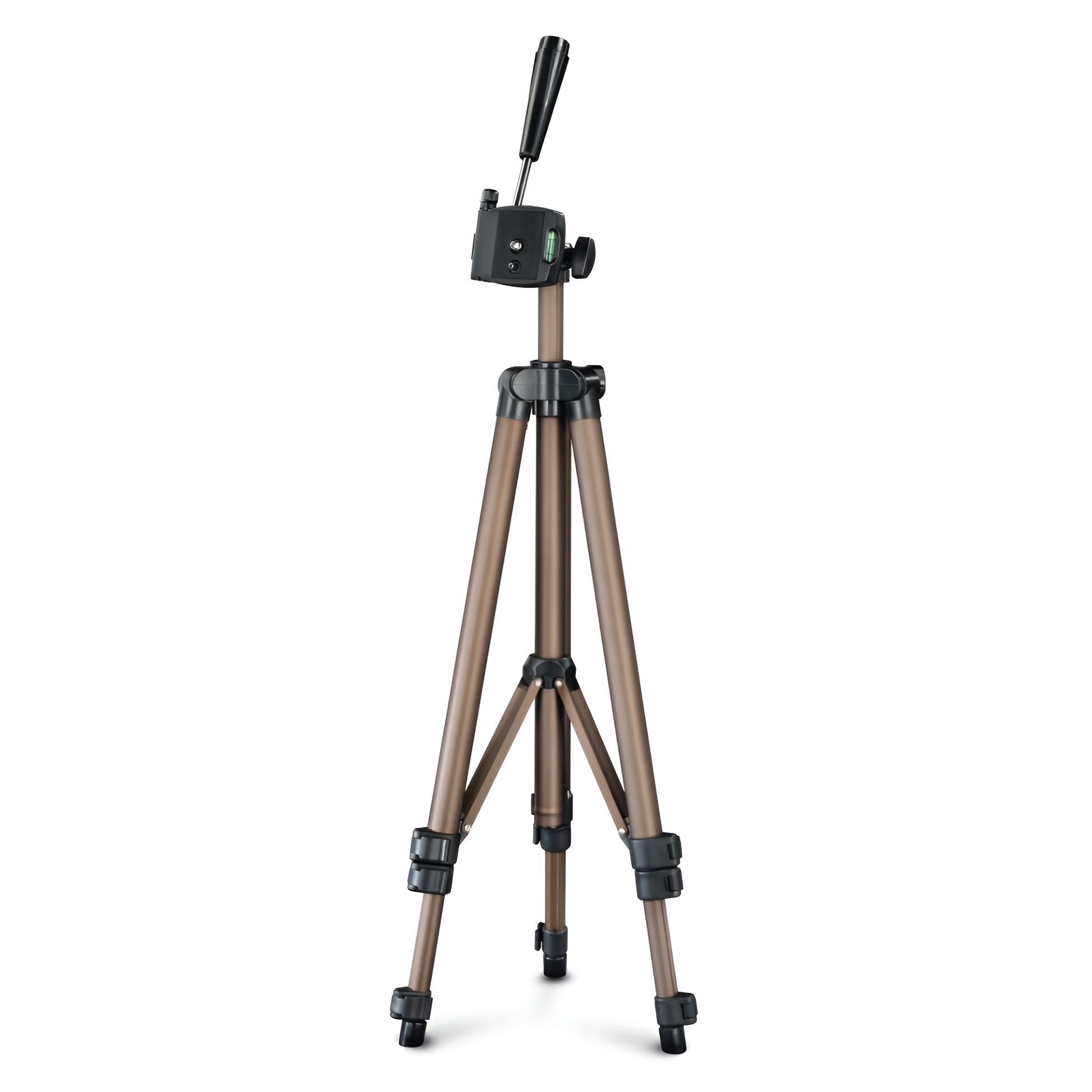 A Hama tripod supporting a camera, positioned for photography, showcasing stability and professional equipment.