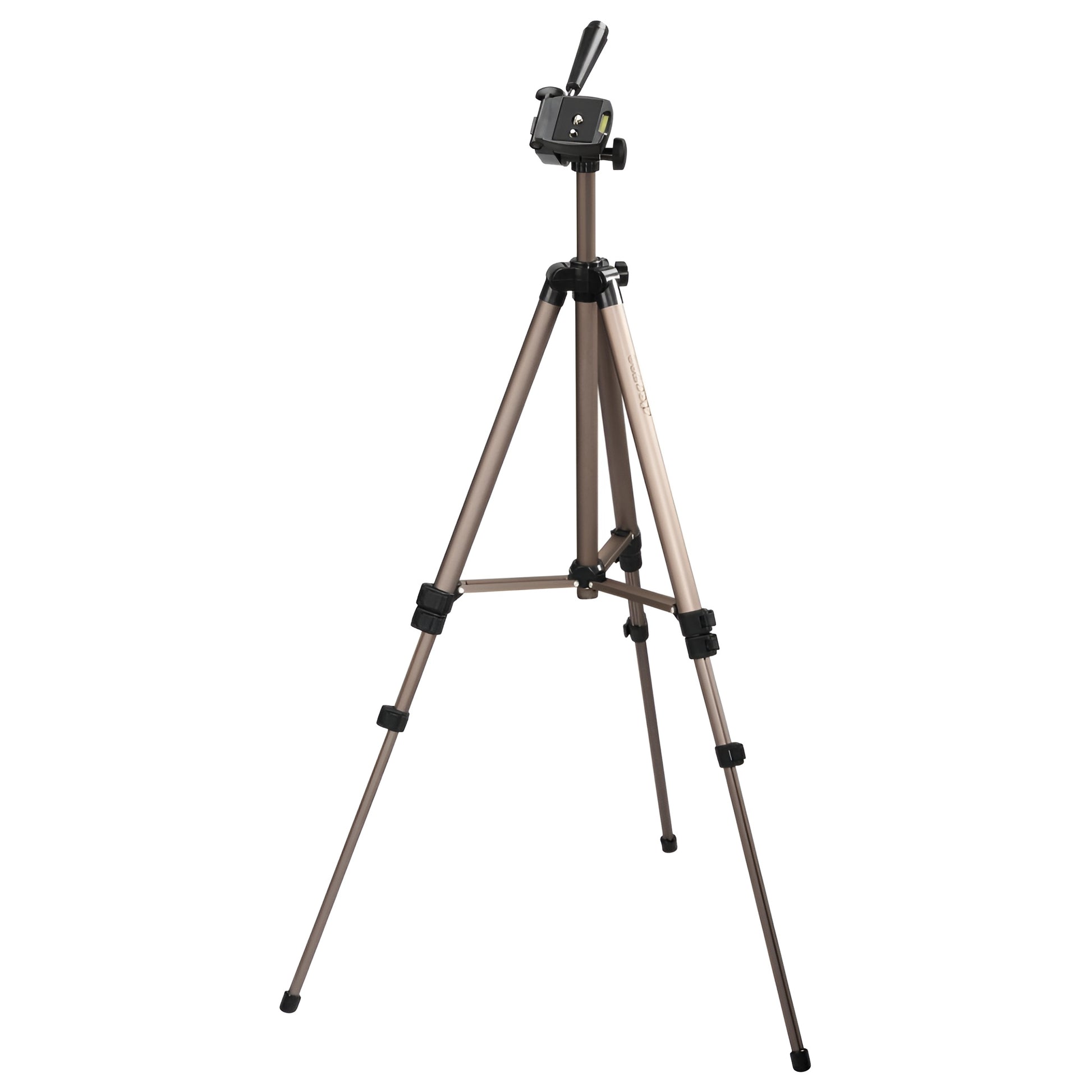 A Hama tripod supporting a camera, positioned for photography, showcasing stability and professional equipment.