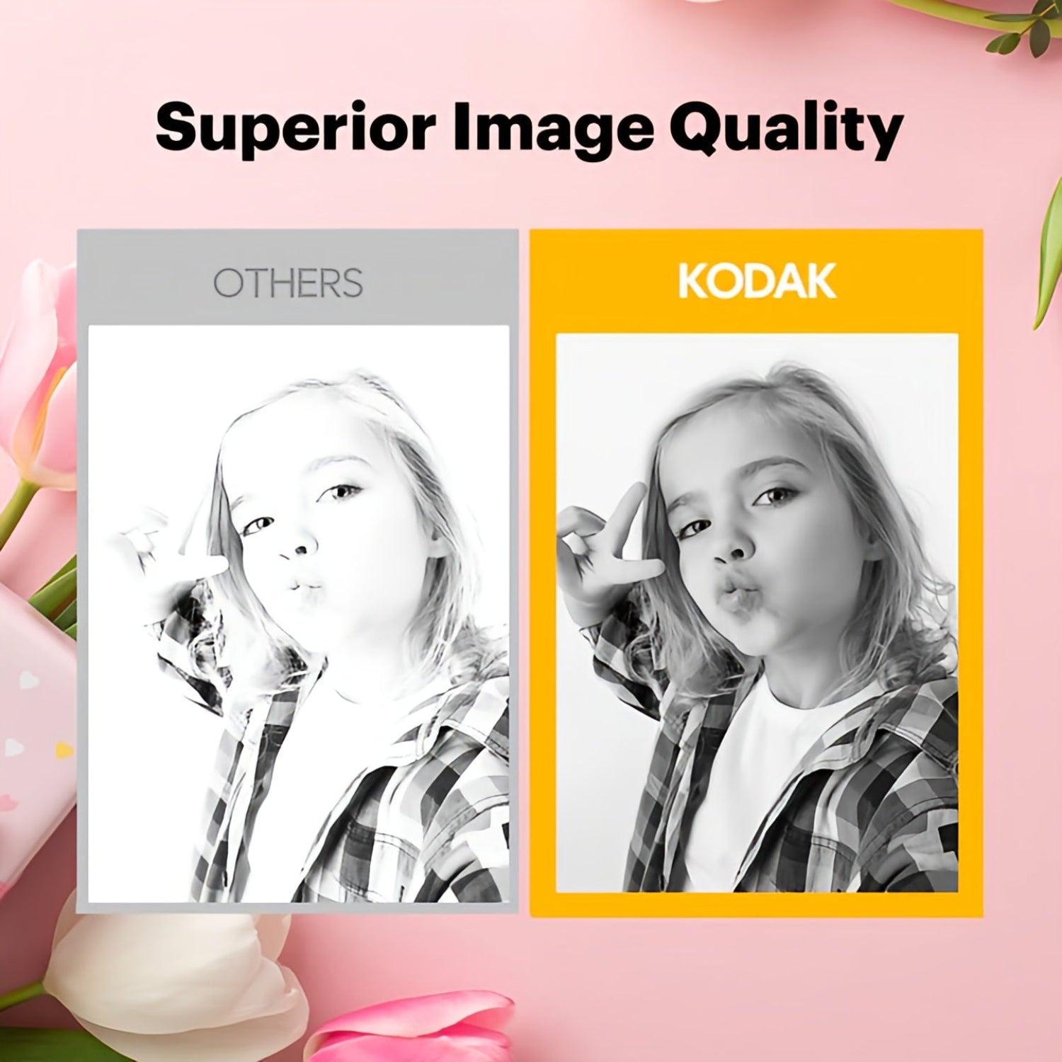 Kodak Cartridge Rolls for a Kodak Memo Shot Era instant camera in a yellow black box, displaying a black and white photograph on its surface.