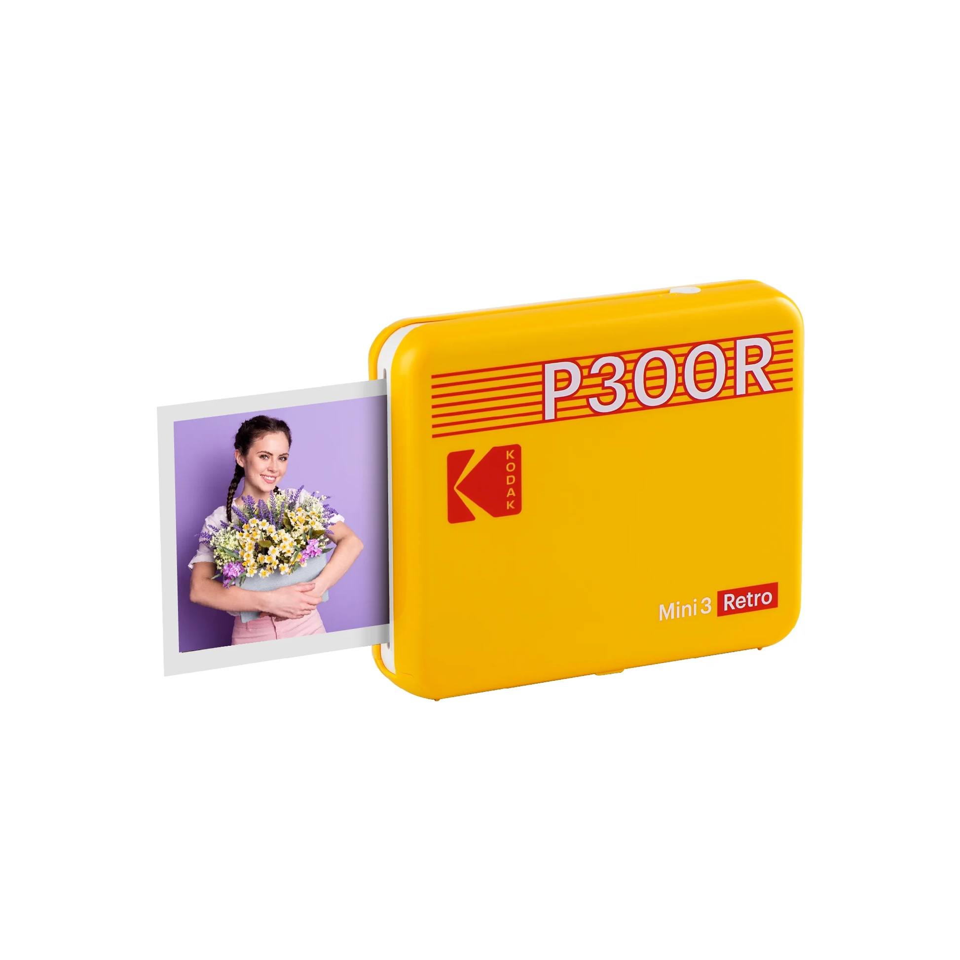 A yellow Kodak portable photo printer with retro design.