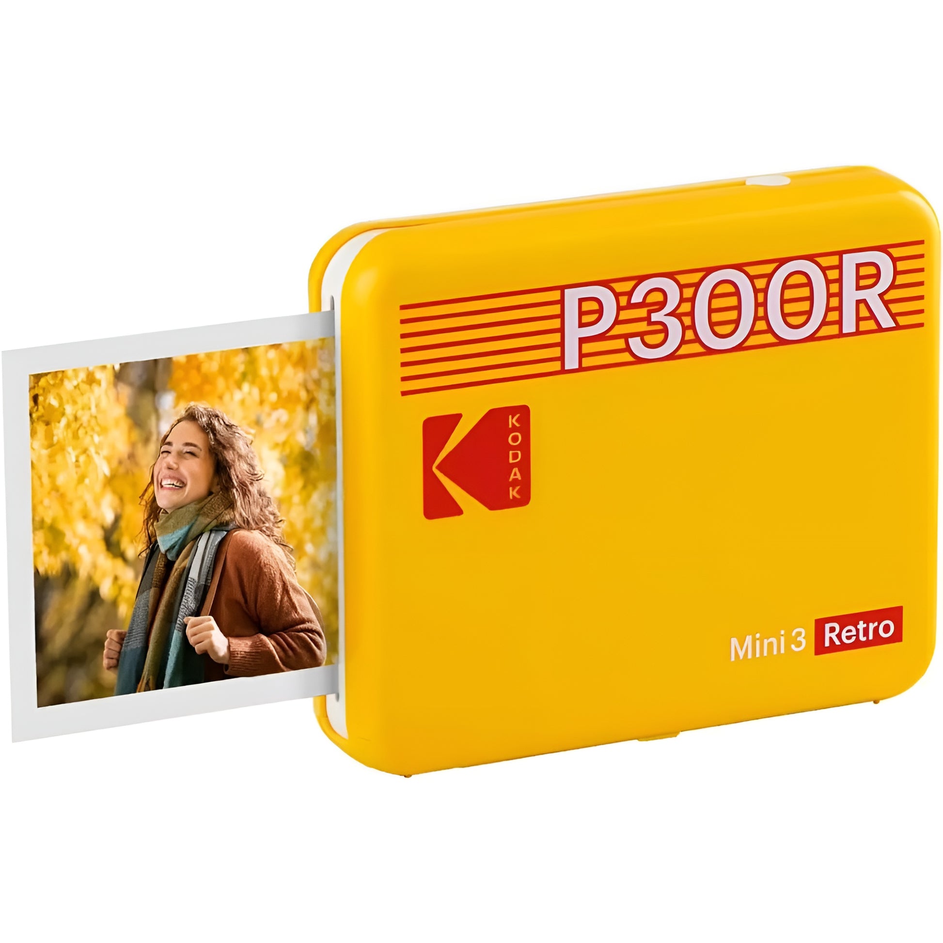 A yellow Kodak portable photo printer with retro design.