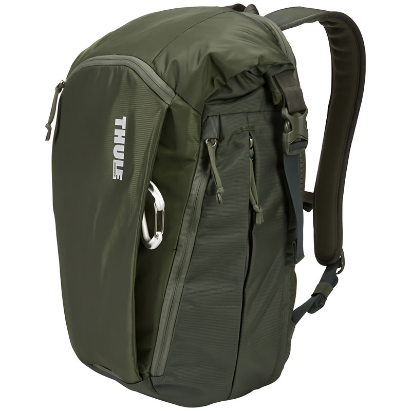 Versatile Dark Forest Thule EnRoute DSLR camera backpack provides fully customizable storage, quick access to gear and a comfortable carry in any environment.