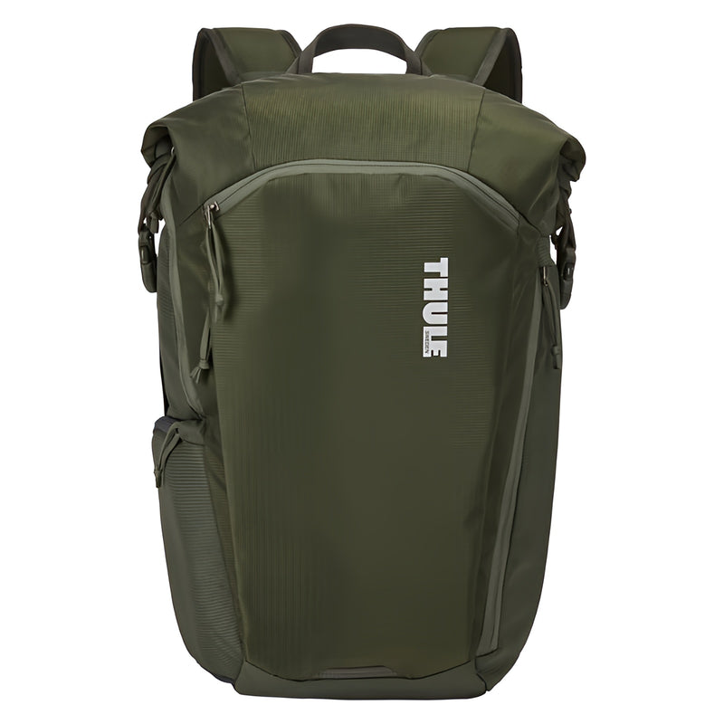 Versatile Dark Forest Thule EnRoute DSLR camera backpack provides fully customizable storage, quick access to gear and a comfortable carry in any environment.