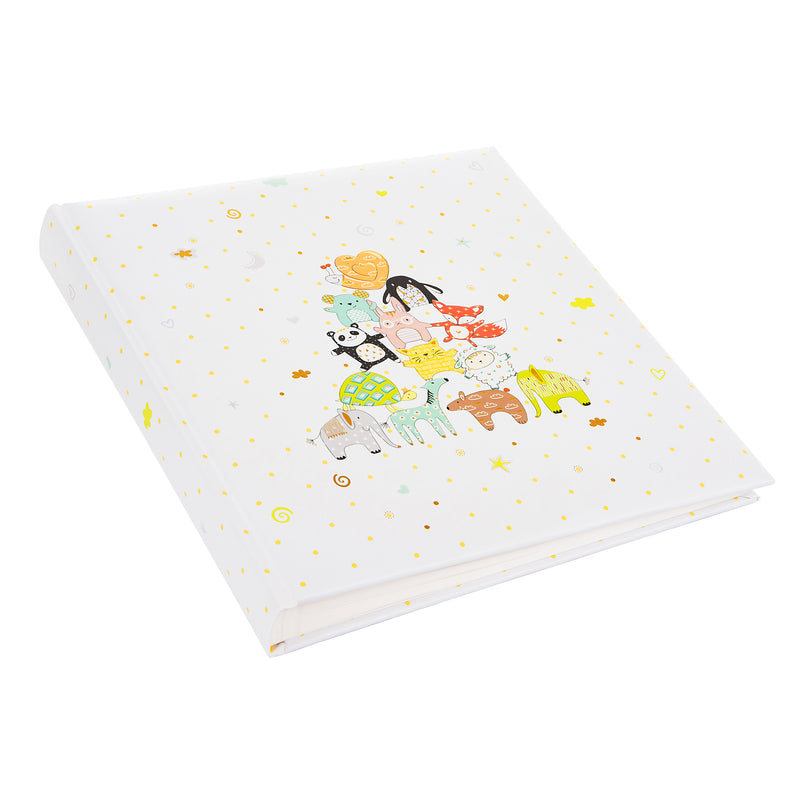 A charming baby’s book showcasing various animals in a pyramid shape, perfect for engaging young readers in a Goldbuch photo album style.