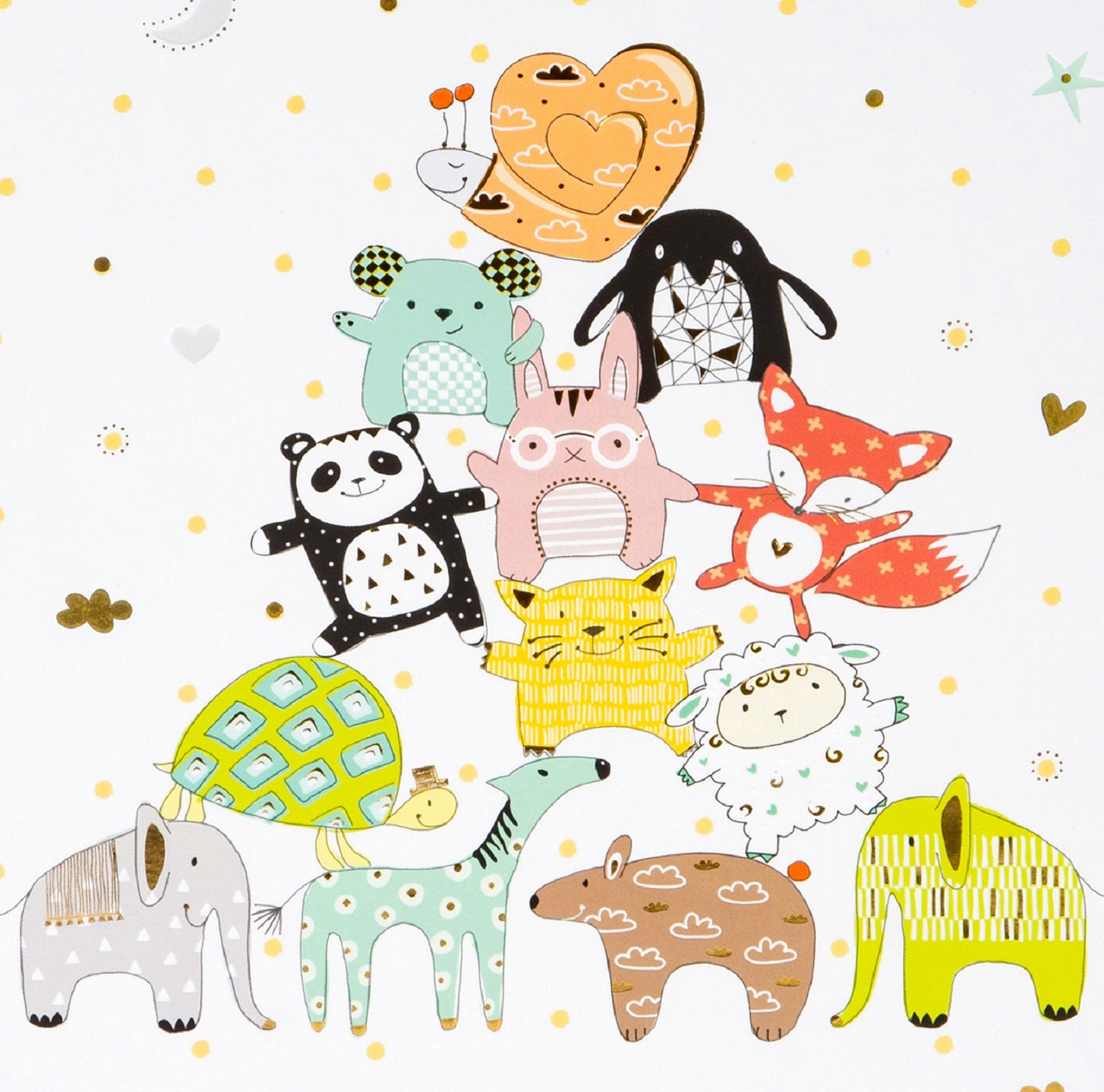 A charming baby’s book showcasing various animals in a pyramid shape, perfect for engaging young readers in a Goldbuch photo album style.
