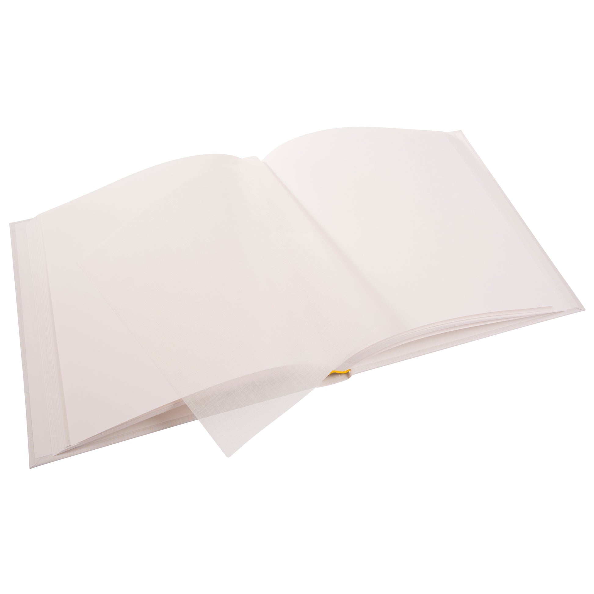 An open Photo Album with blank pages and a place for your precious photos, featured in the Goldbuch Photo Album collection.
