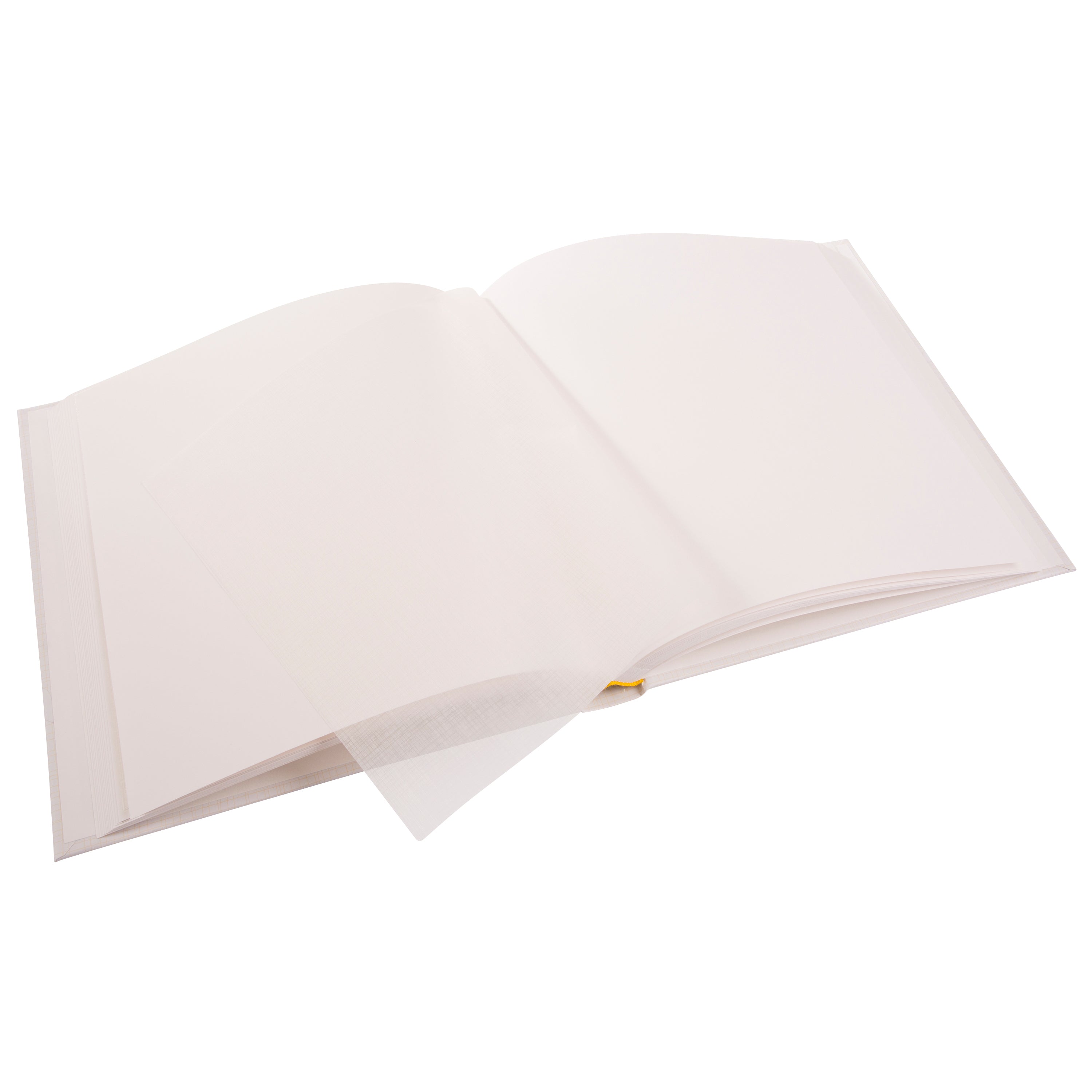 An open Photo Album with blank pages and a place for your precious photos, featured in the Goldbuch Photo Album collection.
