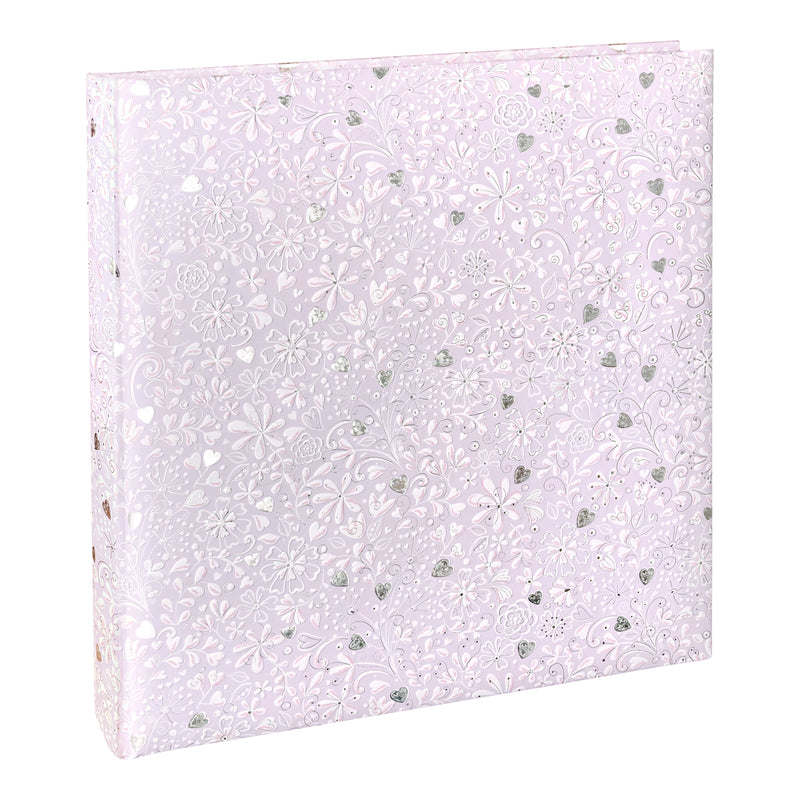 An elegant Goldbuch photo album with a lilac heart pattern, suitable for adding charm to a photo album collection.